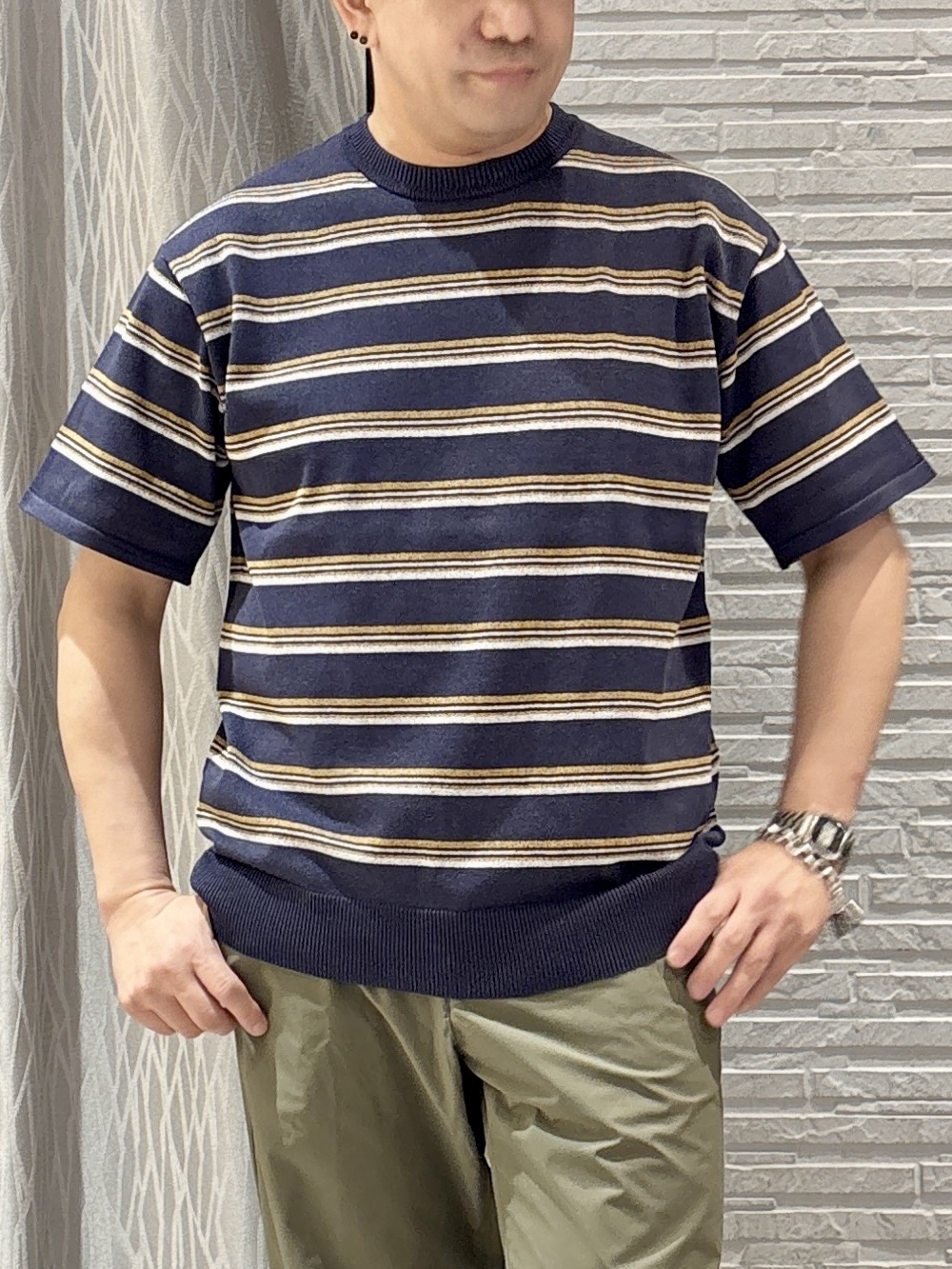 Pーyamaさんの「THE SHOP TK｜【抗菌防臭／UVカット／洗濯機OK】和紙混 半袖ニット」を使ったコーディネート