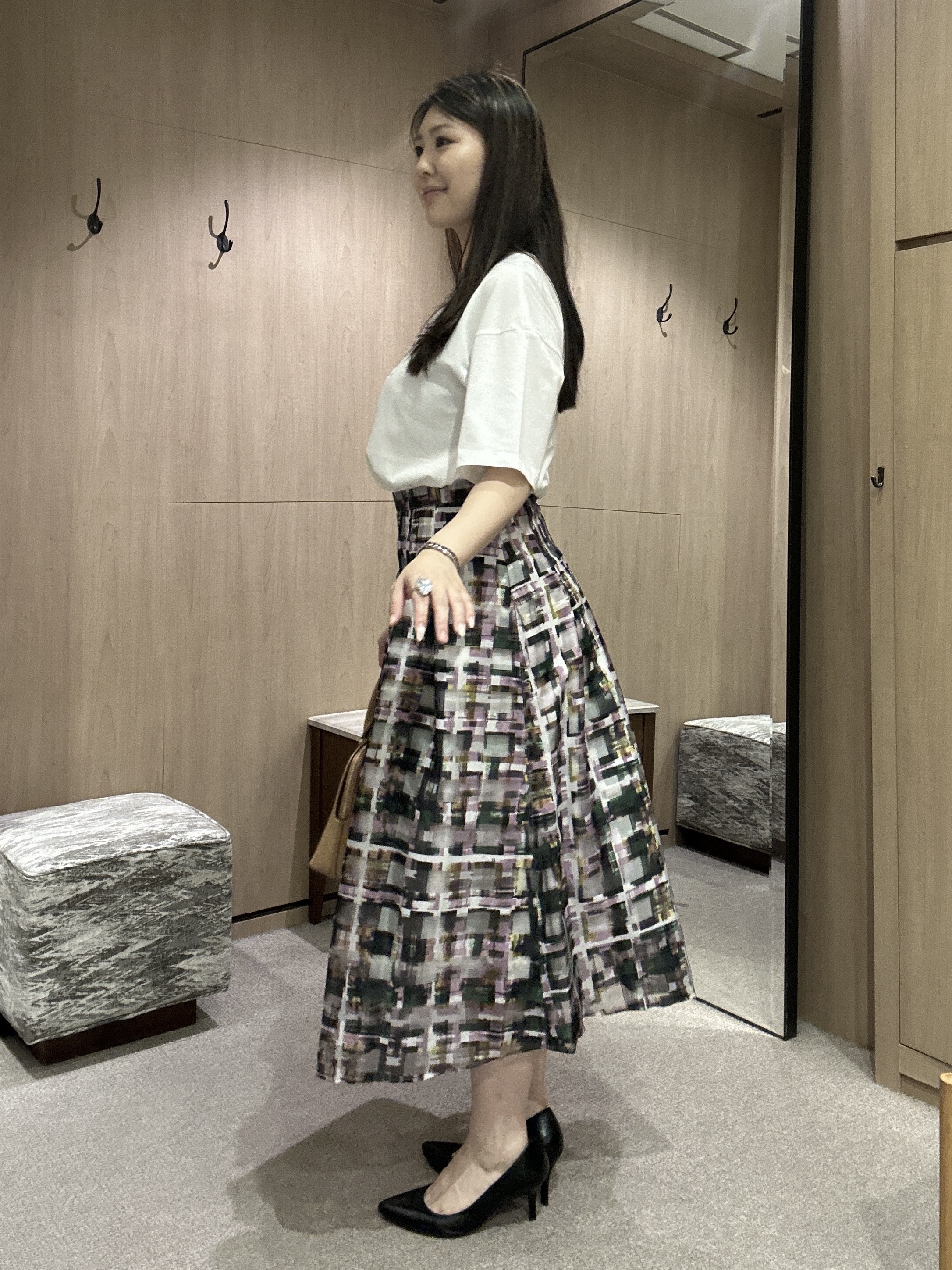 YURIさんの「UNTITLED｜カラーチェックフレアスカート」を使ったコーディネート