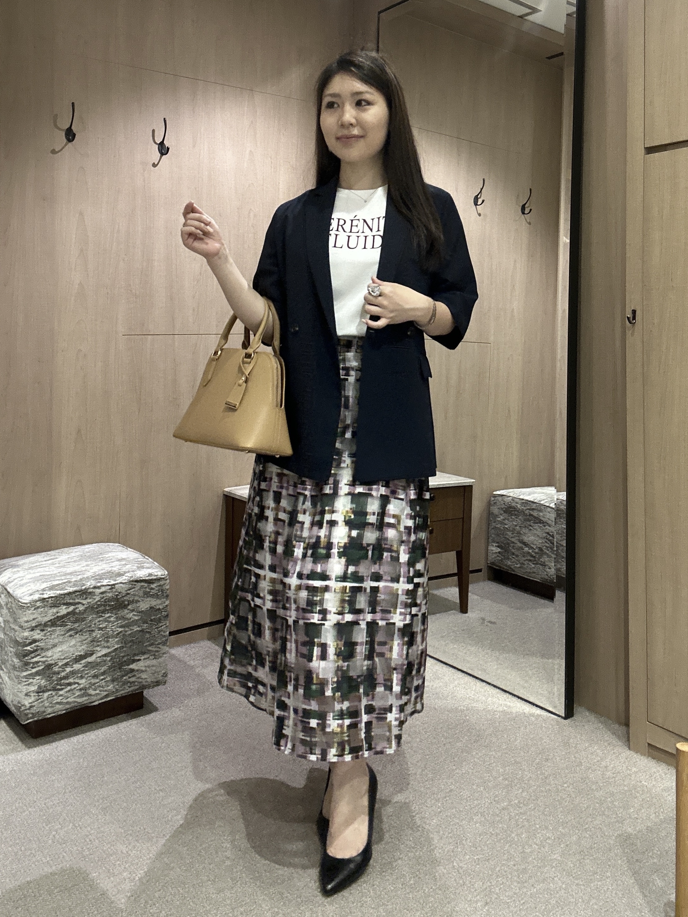 YURIさんの「UNTITLED｜カラーチェックフレアスカート」を使ったコーディネート