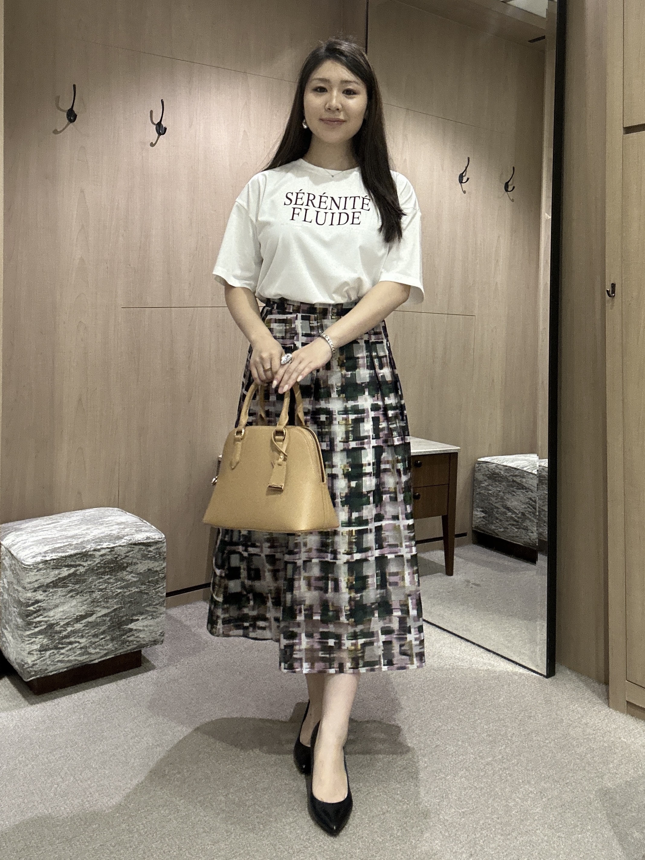YURIさんの「UNTITLED｜カラーチェックフレアスカート」を使ったコーディネート