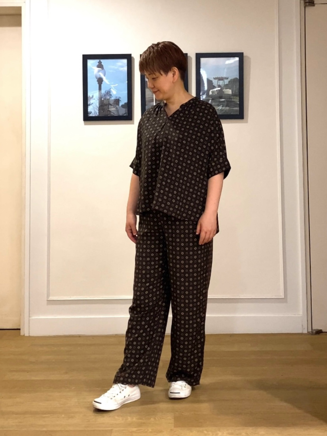 Hiroさんの「Dessin｜【セットアップ可】小紋柄プリント スキッパーシャツ」を使ったコーディネート