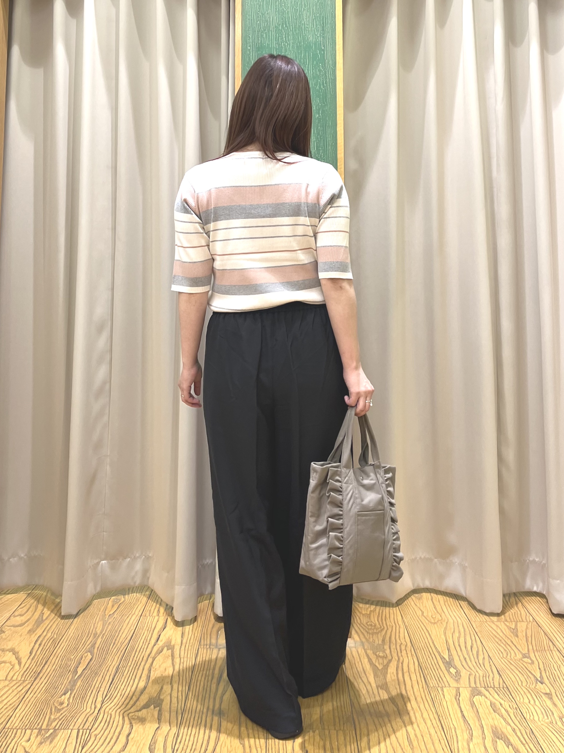 ゆっきーさんの「SHOO･LA･RUE｜【S-LL】オンオフ着られる マルチボーダーリブニット」を使ったコーディネート
