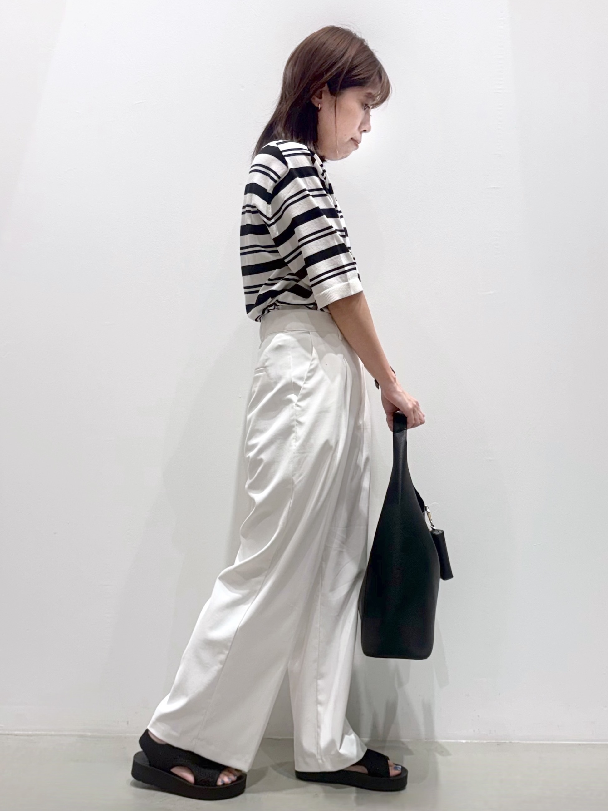 ＷＡさんの「grove｜【ひんやり・UVカット・洗濯機◎】Tシャツ感覚で着られるコットン混ニット」を使ったコーディネート