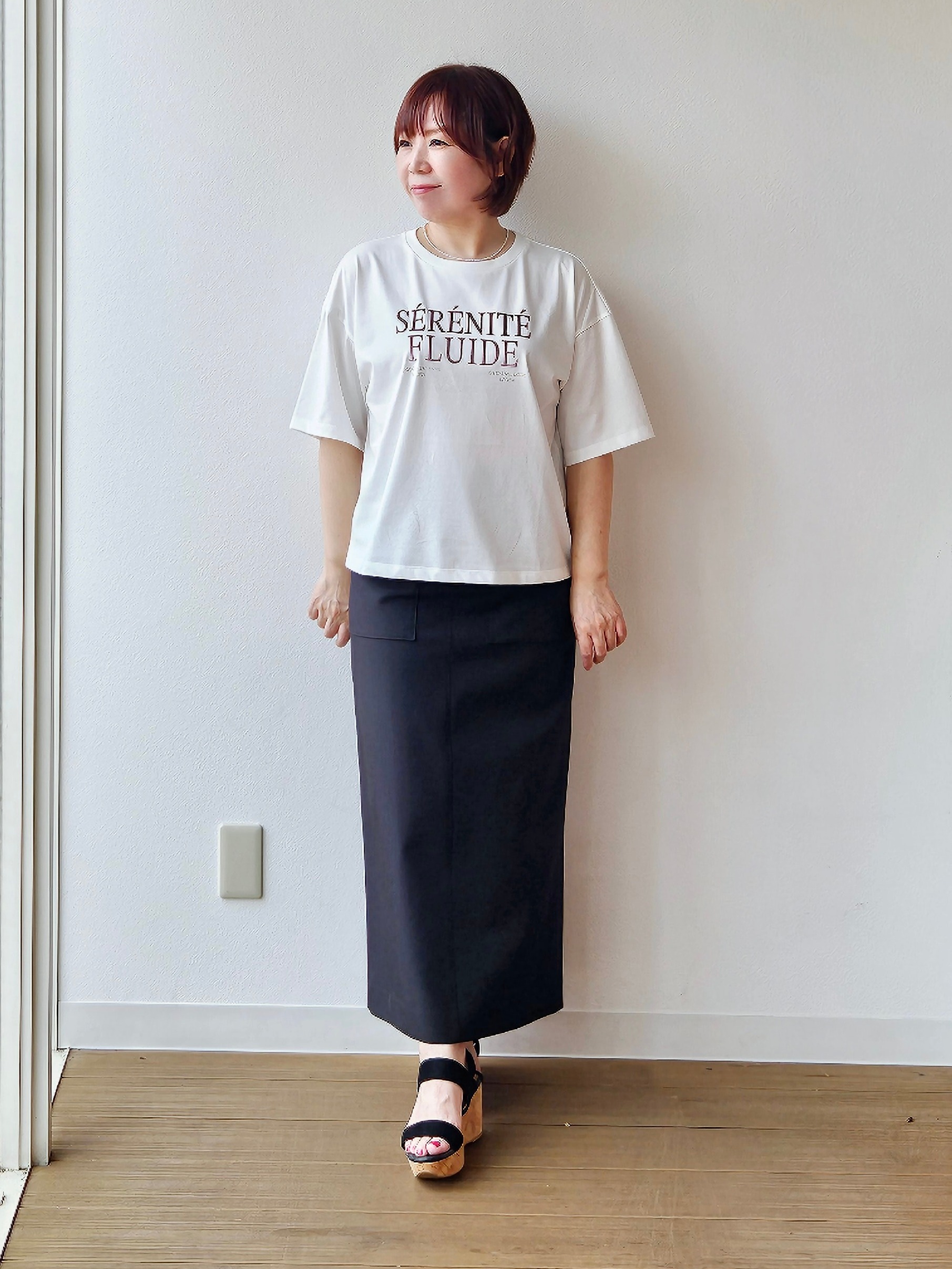 やじまさんの「UNTITLED｜【アンサンブル可/日除け・冷房対策】シアーレーヨンZIPカーディガン」を使ったコーディネート