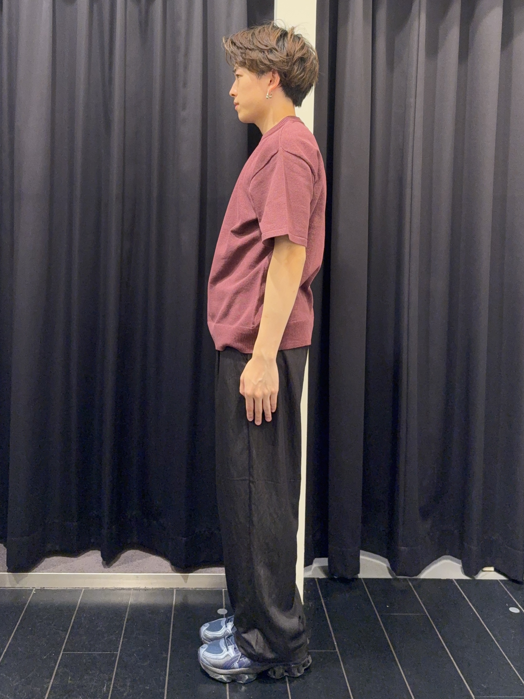 カシマさんの「THE SHOP TK｜【抗菌防臭／UVカット／洗濯機OK】和紙混 半袖ニット」を使ったコーディネート