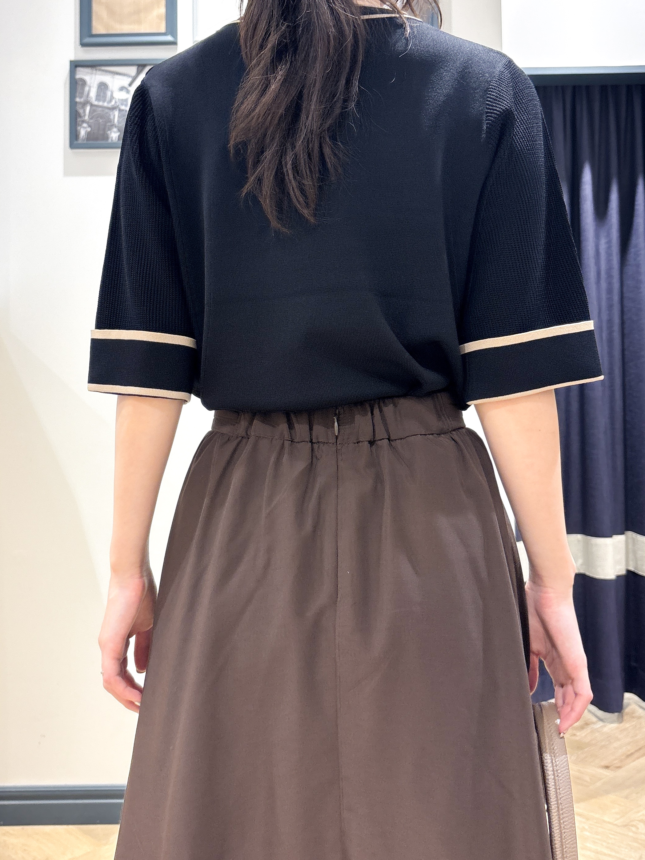 ayakaさんの「grove｜新色追加！【シリーズ累計36万枚/名品ニット】やわらかドライタッチ 袖メッシュ編みニット」を使ったコーディネート