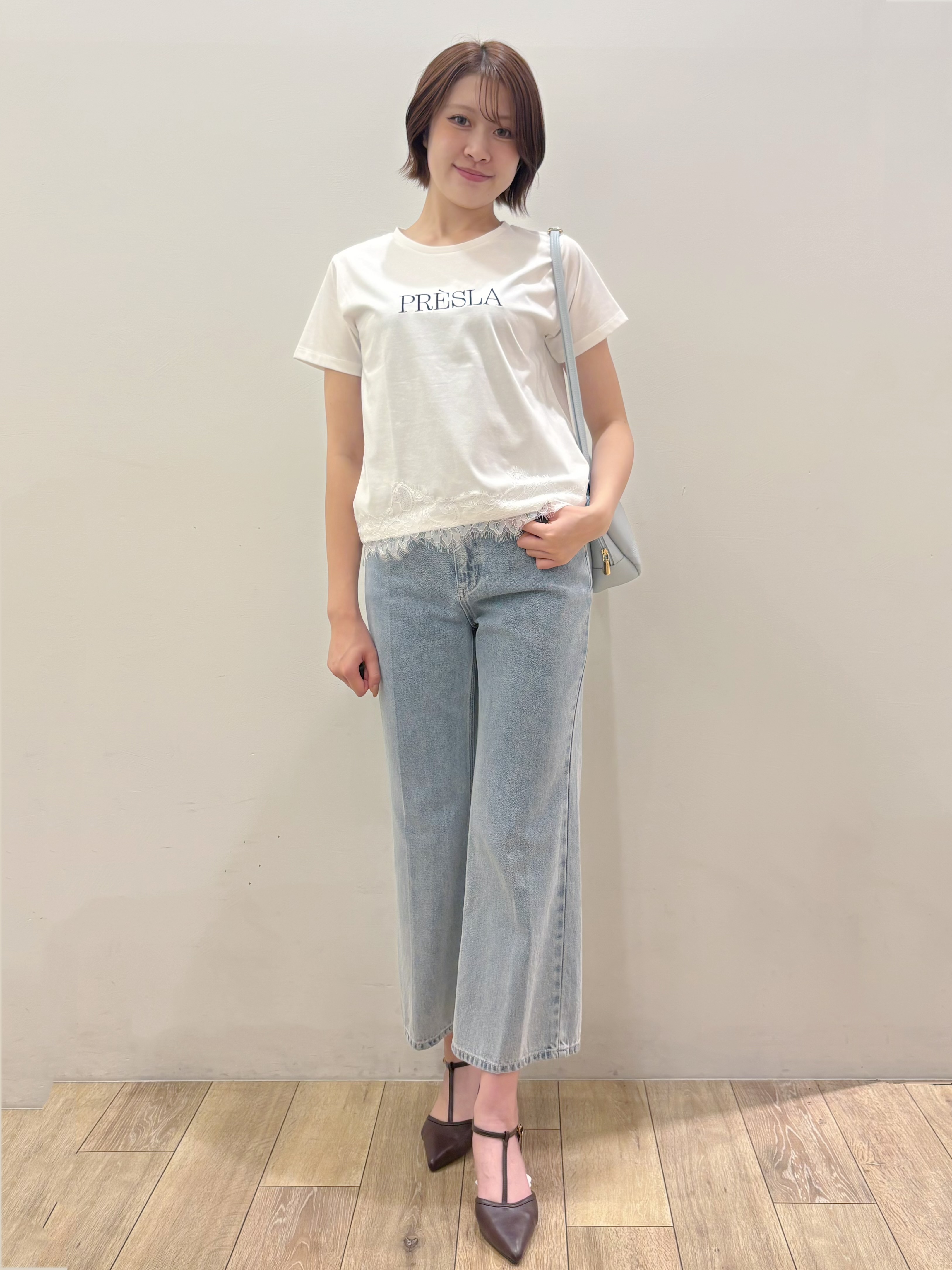 RINさんの「OPAQUE.CLIP｜【接触冷感／UVケア】裾レースロゴTシャツ《洗濯機OK／S-3L》」を使ったコーディネート