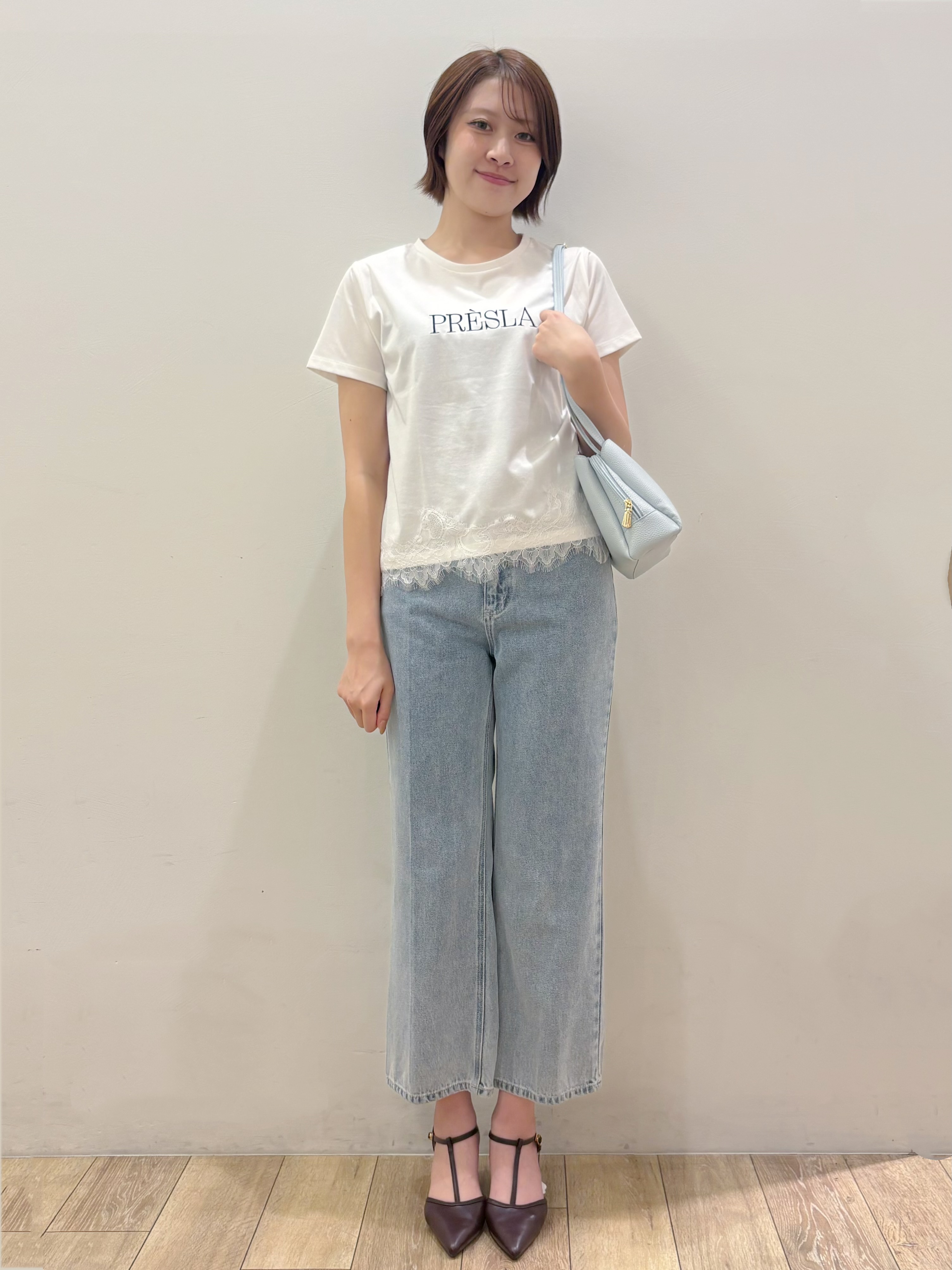 RINさんの「OPAQUE.CLIP｜【接触冷感／UVケア】裾レースロゴTシャツ《洗濯機OK／S-3L》」を使ったコーディネート