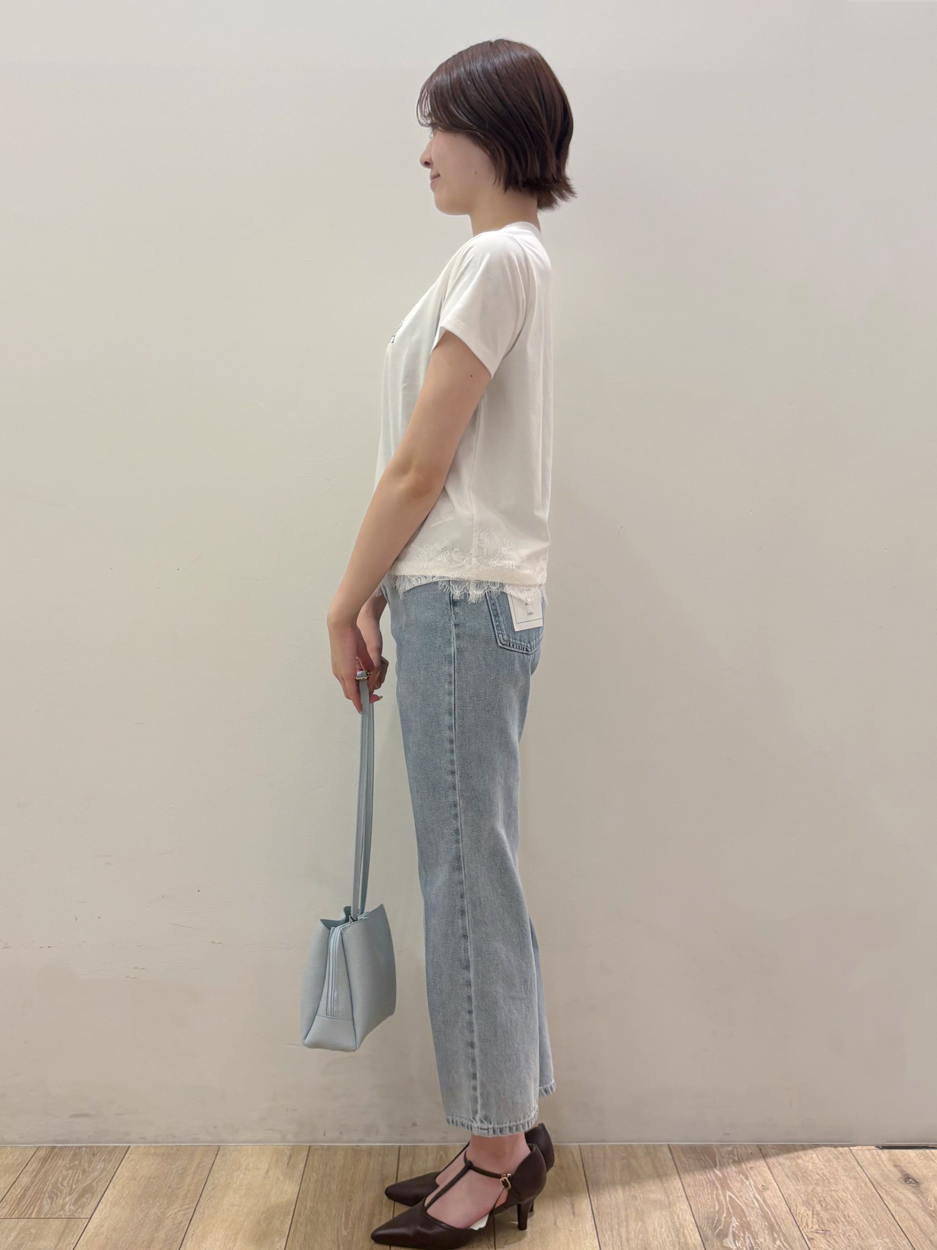 RINさんの「OPAQUE.CLIP｜【接触冷感／UVケア】裾レースロゴTシャツ《洗濯機OK／S-3L》」を使ったコーディネート