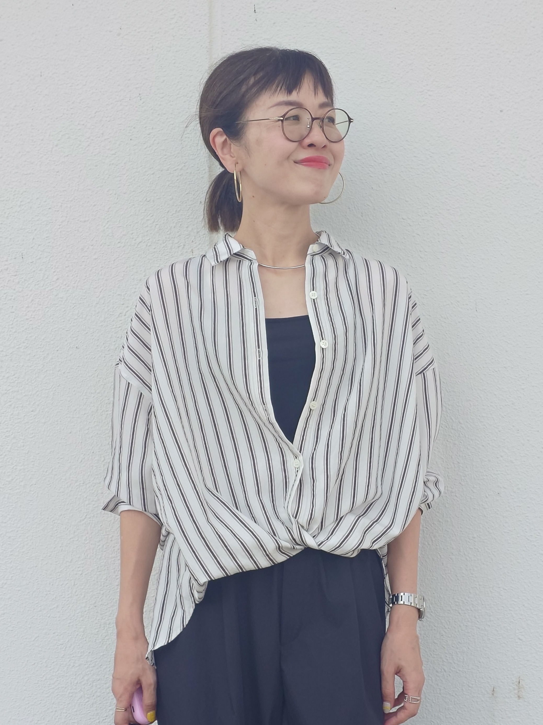 MUTSUKOさんの「UNTITLED｜ストライプシャツ」を使ったコーディネート