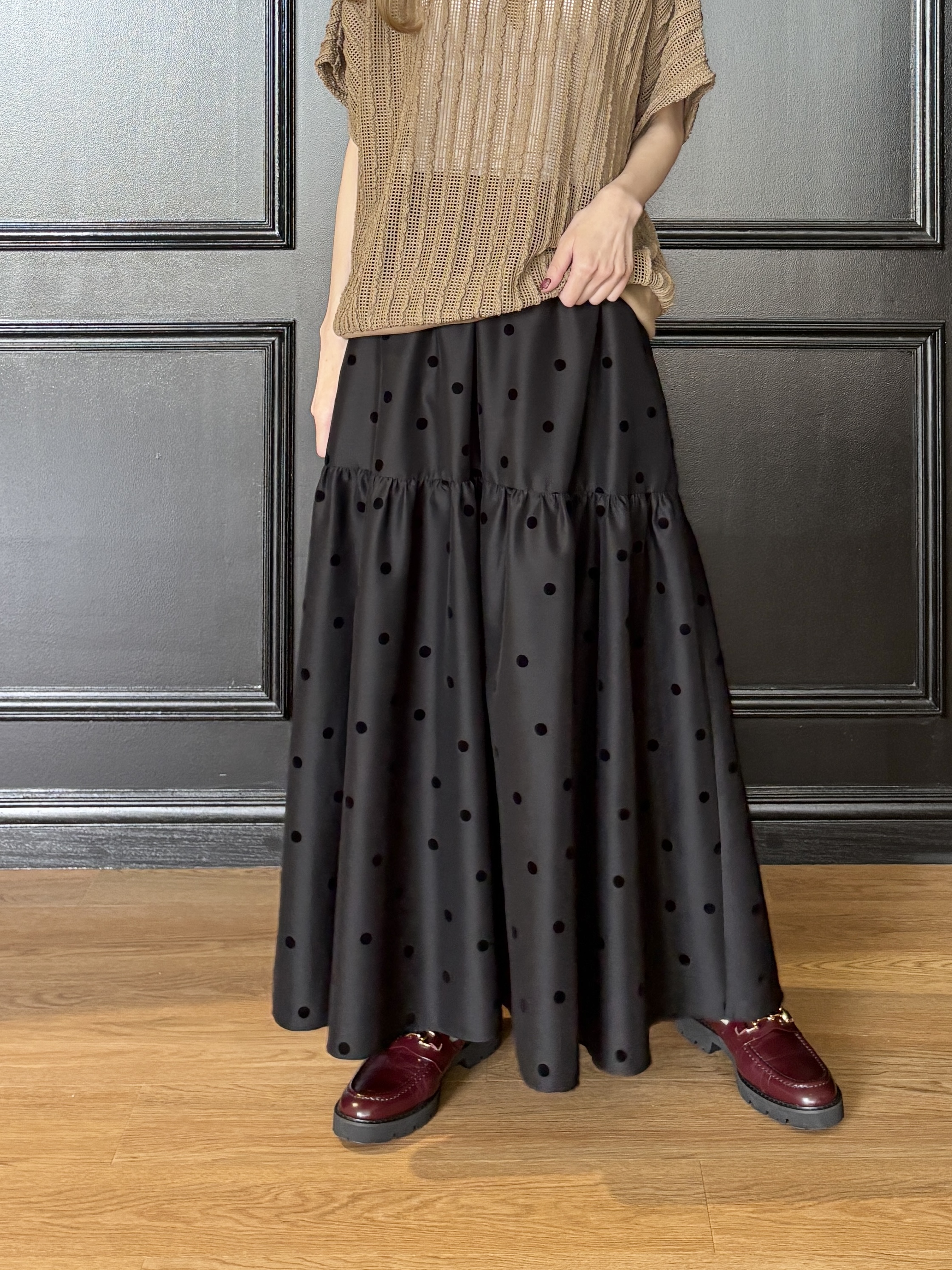 清水夏姫さんの「DRESSTERIOR｜【体型カバー/日除け】ドルマンスリーブ シアーメッシュプルオーバー」を使ったコーディネート