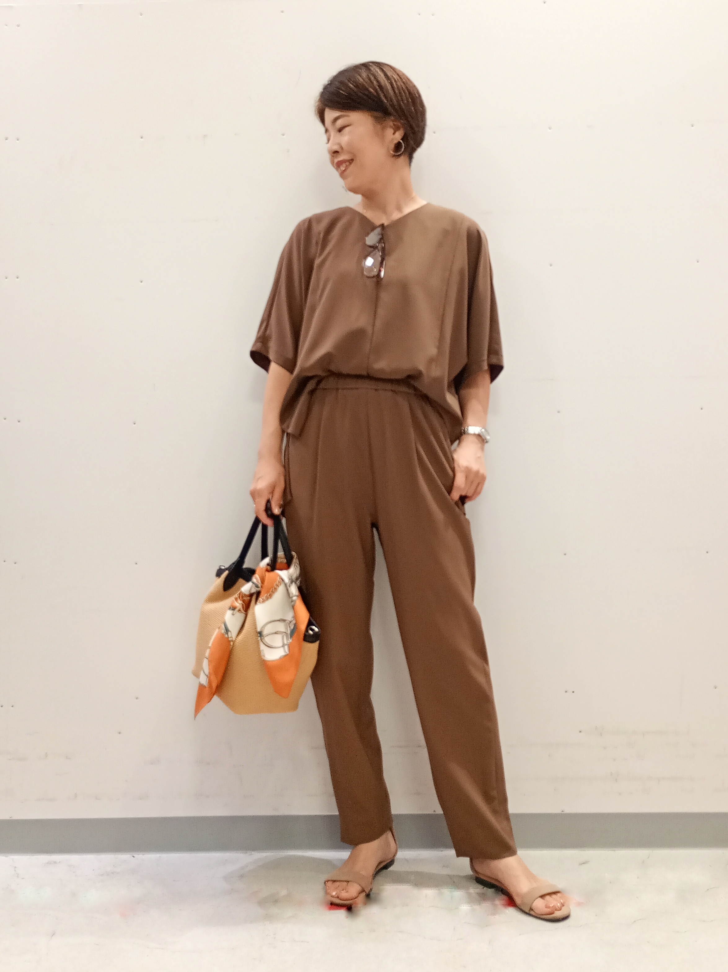 Kさんの「INDIVI｜【洗える／シアー】フーディー カーディガンニット」を使ったコーディネート