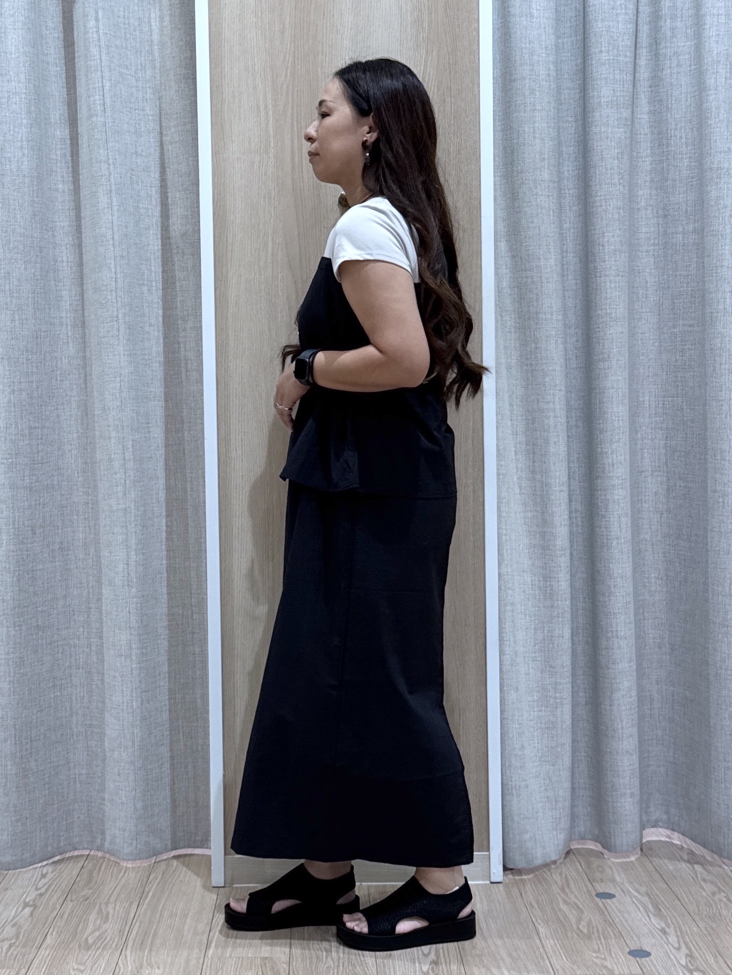 sachiさんの「grove｜【低身長さんも選べる着丈・洗濯機◎】1枚で旬顔！Tシャツドッキングドロストワンピース」を使ったコーディネート