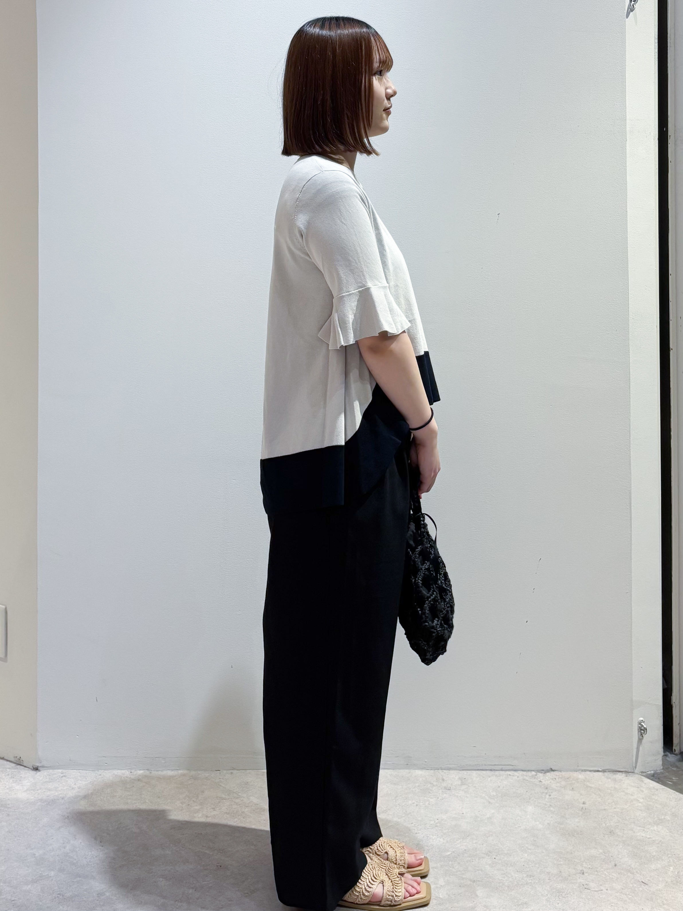 yunaさんの「OPAQUE.CLIP｜【UV／遮熱性】配色フレアシルエットニット《洗濯機OK》」を使ったコーディネート
