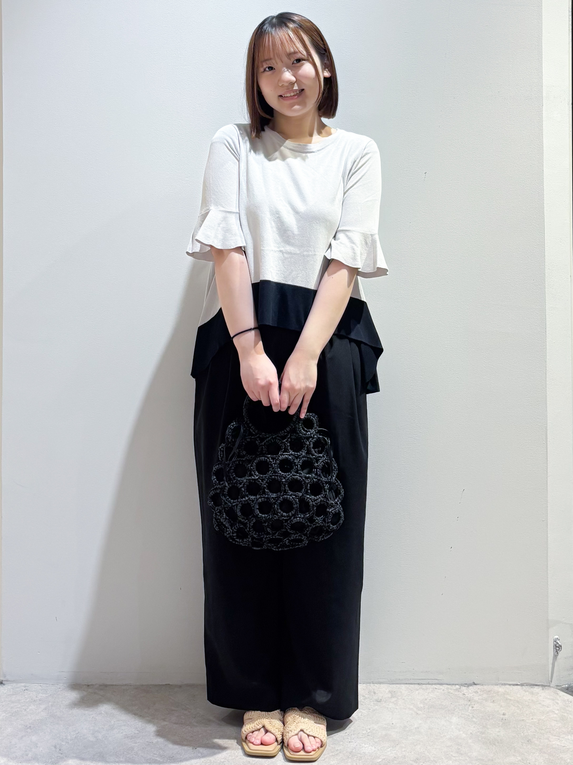 yunaさんの「OPAQUE.CLIP｜【UV／遮熱性】配色フレアシルエットニット《洗濯機OK》」を使ったコーディネート