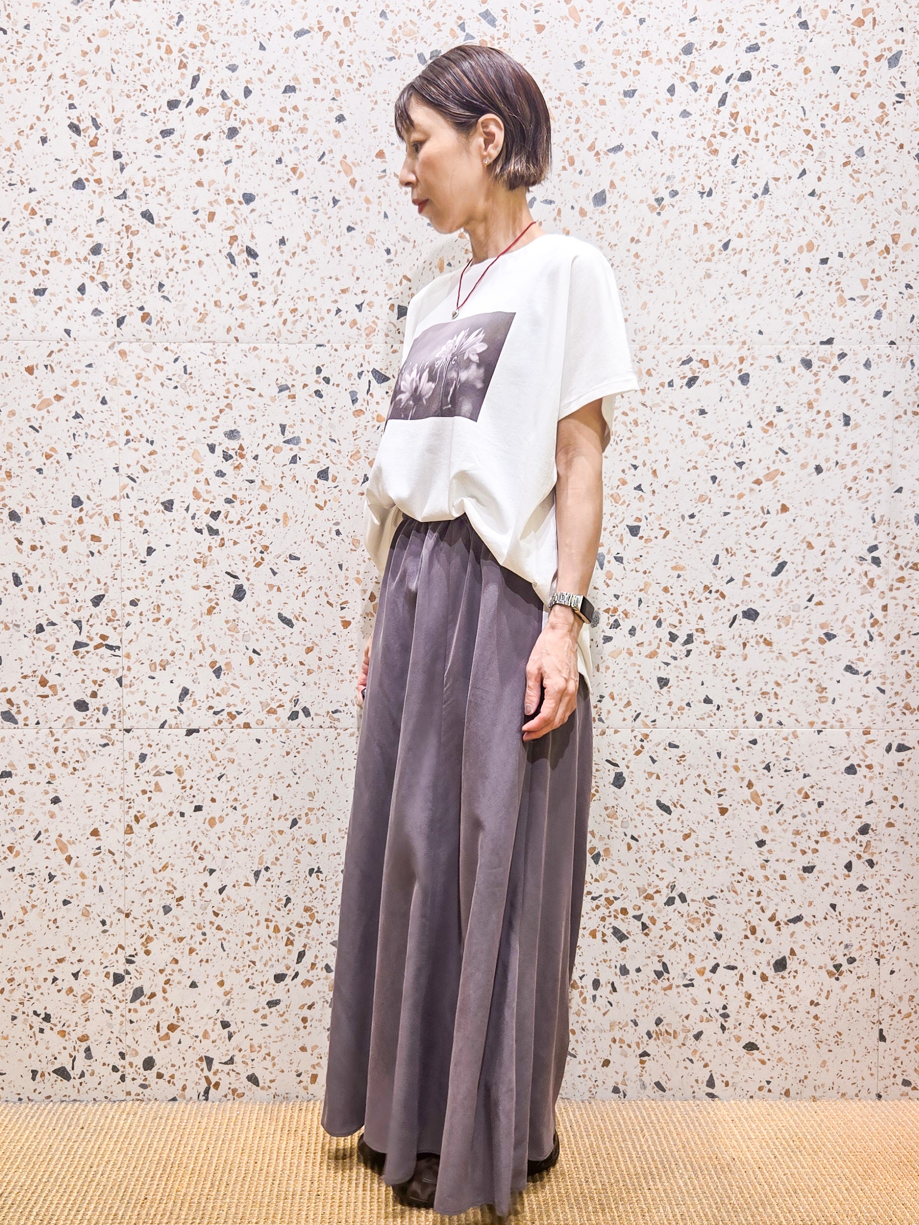 yoshimiさんの「OPAQUE.CLIP｜フォトプリントTシャツ【洗濯機OK】」を使ったコーディネート