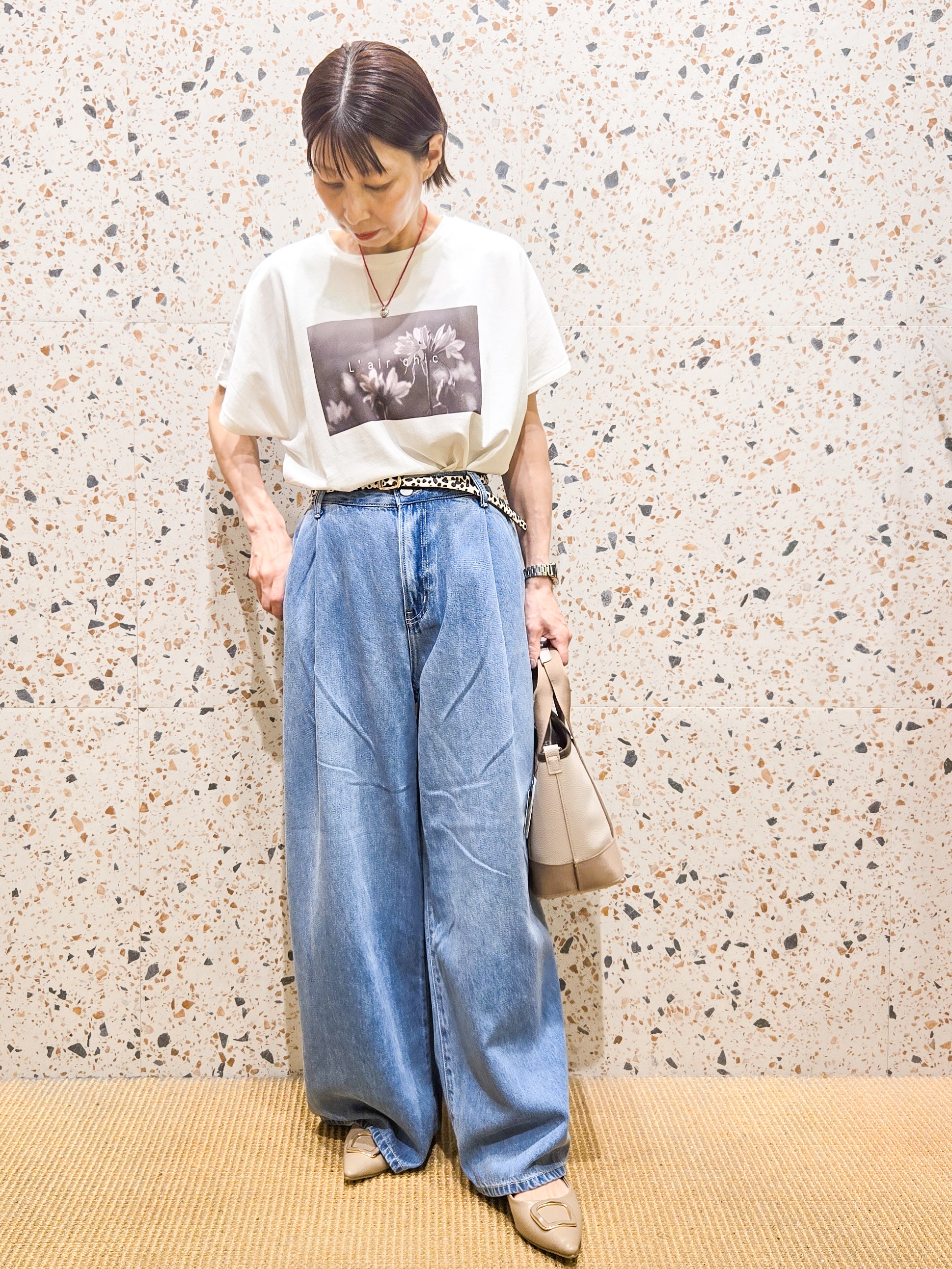 yoshimiさんの「OPAQUE.CLIP｜フォトプリントTシャツ【洗濯機OK】」を使ったコーディネート