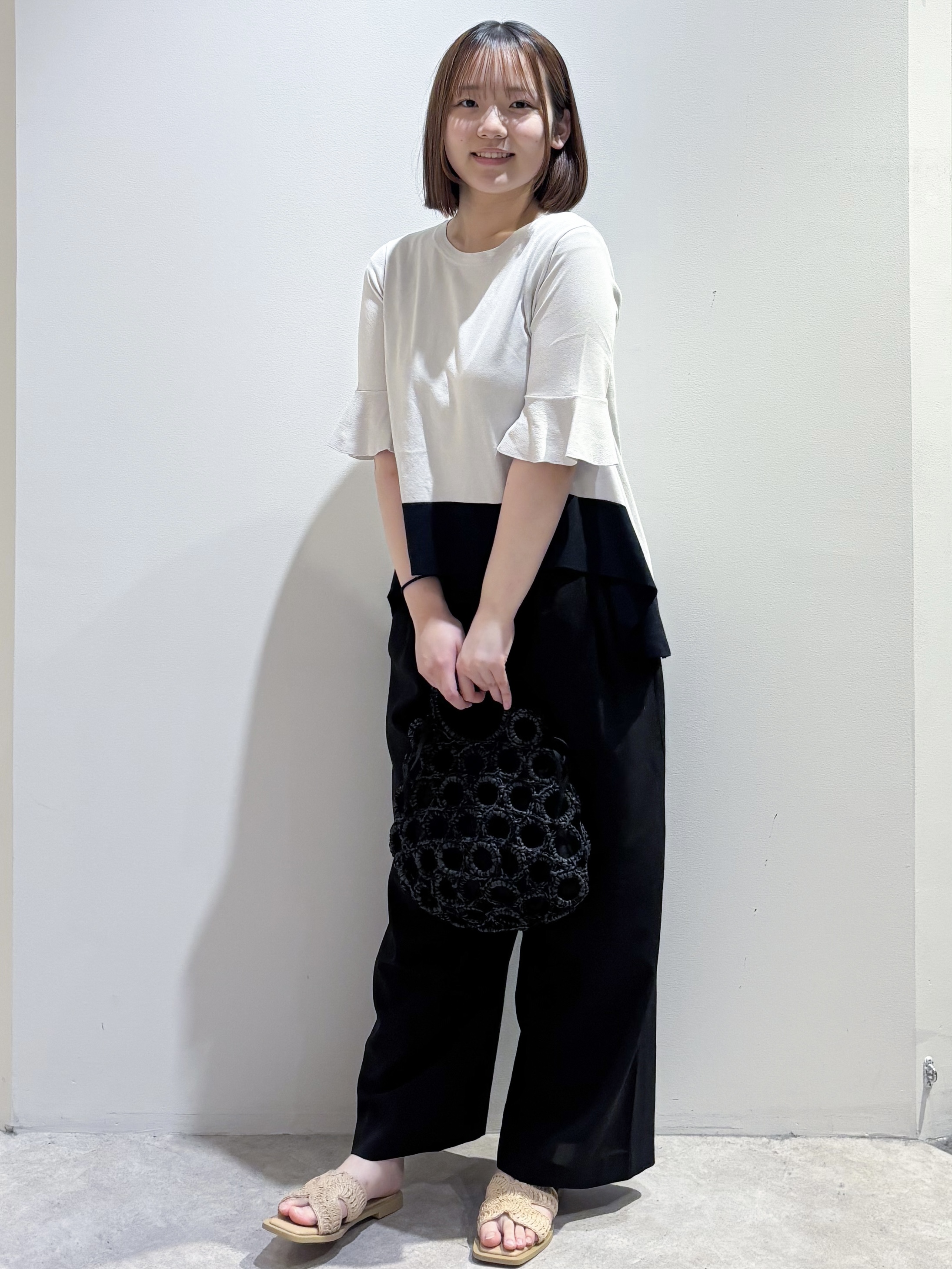 yunaさんの「OPAQUE.CLIP｜【UV／遮熱性】配色フレアシルエットニット《洗濯機OK》」を使ったコーディネート