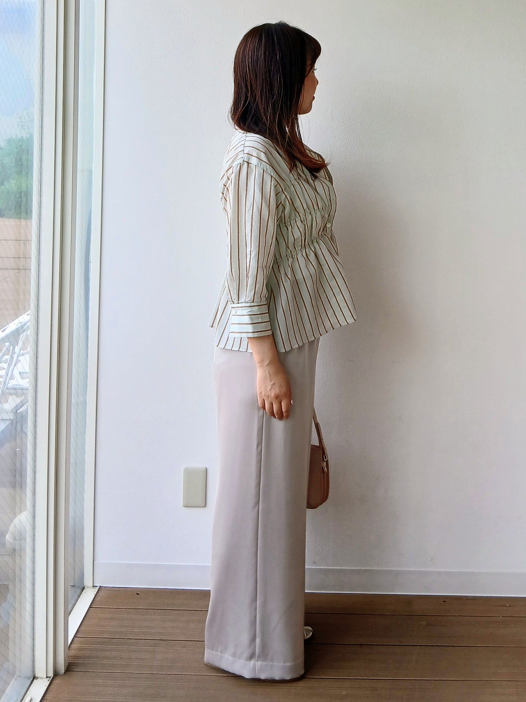 なみきさんの「UNTITLED｜ストライプシャーリングブラウス」を使ったコーディネート