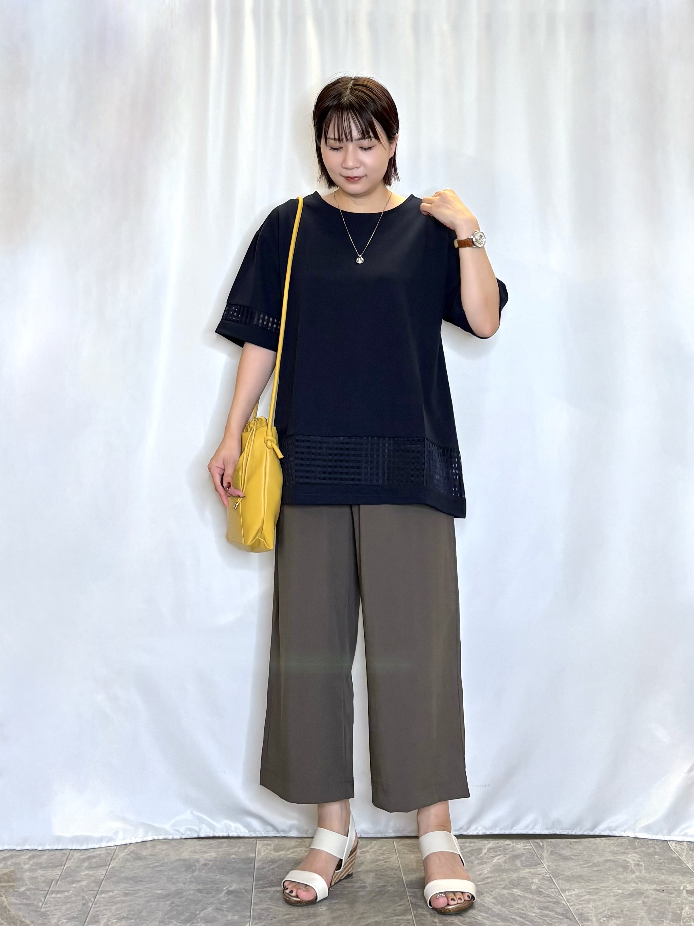 ネリさんの「SHOO･LA･RUE｜【S-LL】上品に体型カバー 大人のシアーチェックチュニック」を使ったコーディネート
