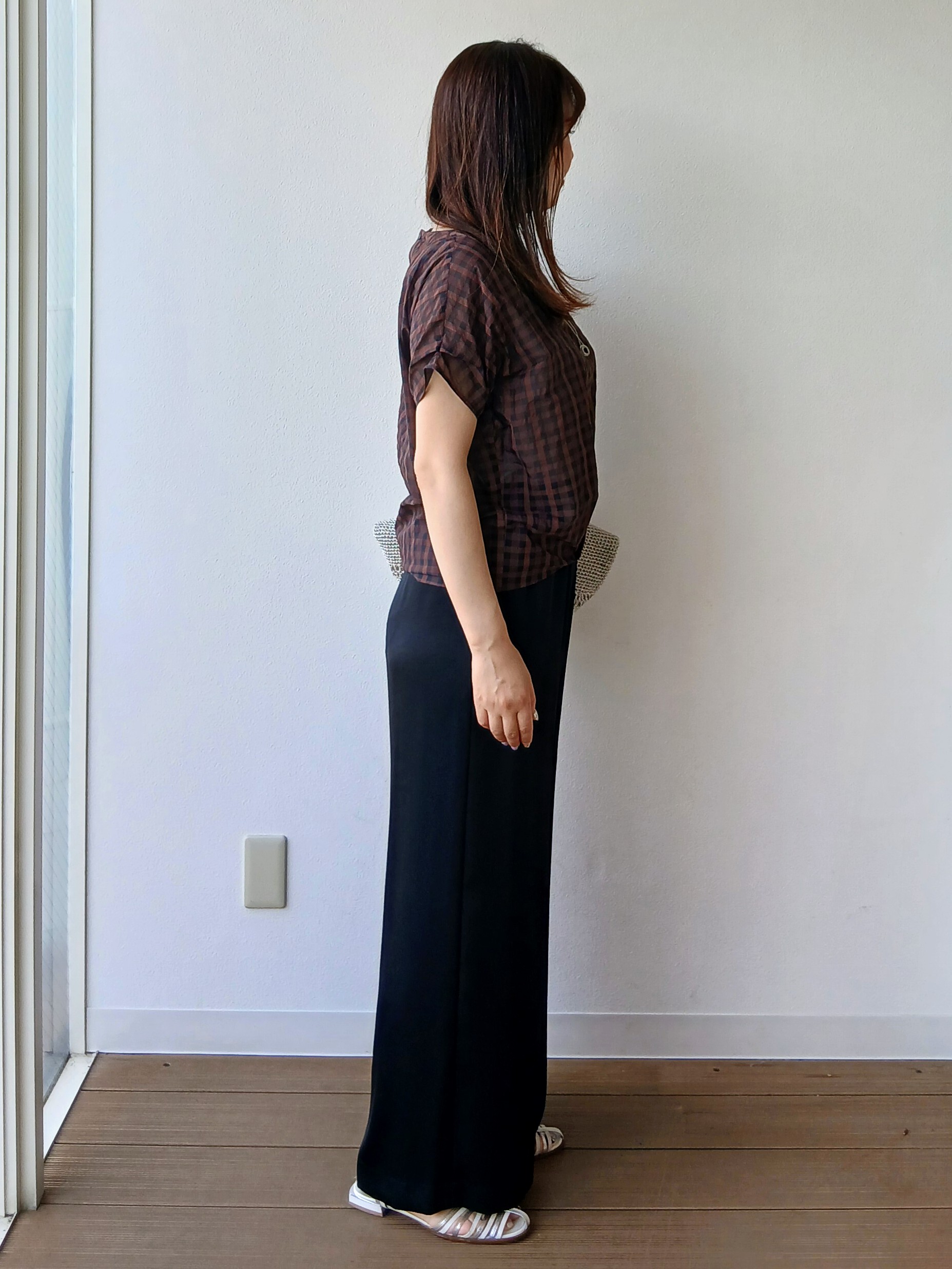なみきさんの「UNTITLED｜シアーチェックブラウス」を使ったコーディネート