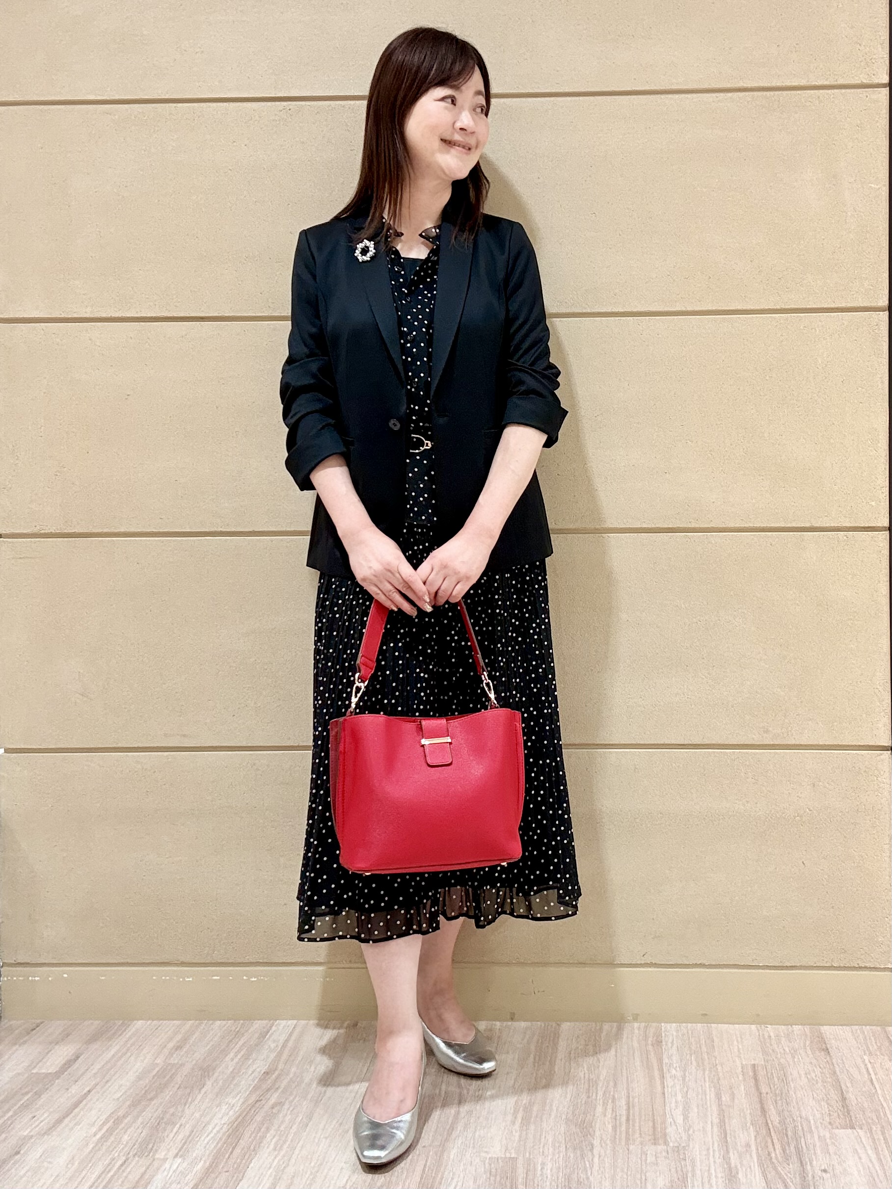 Marさんの「Reflect｜【セットアップ／手洗い可】ドット柄シアーブラウス」を使ったコーディネート
