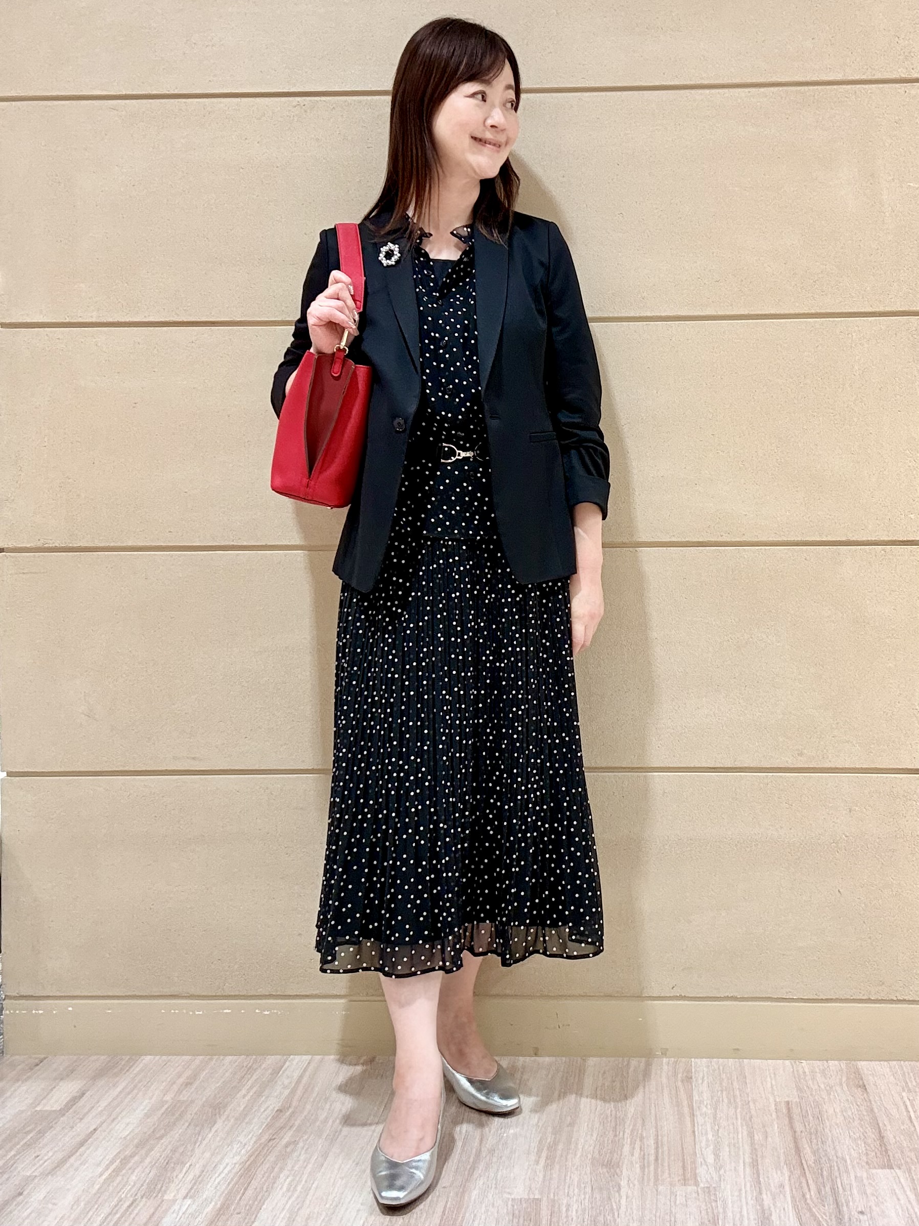 Marさんの「Reflect｜【セットアップ／手洗い可】ドット柄シアーブラウス」を使ったコーディネート