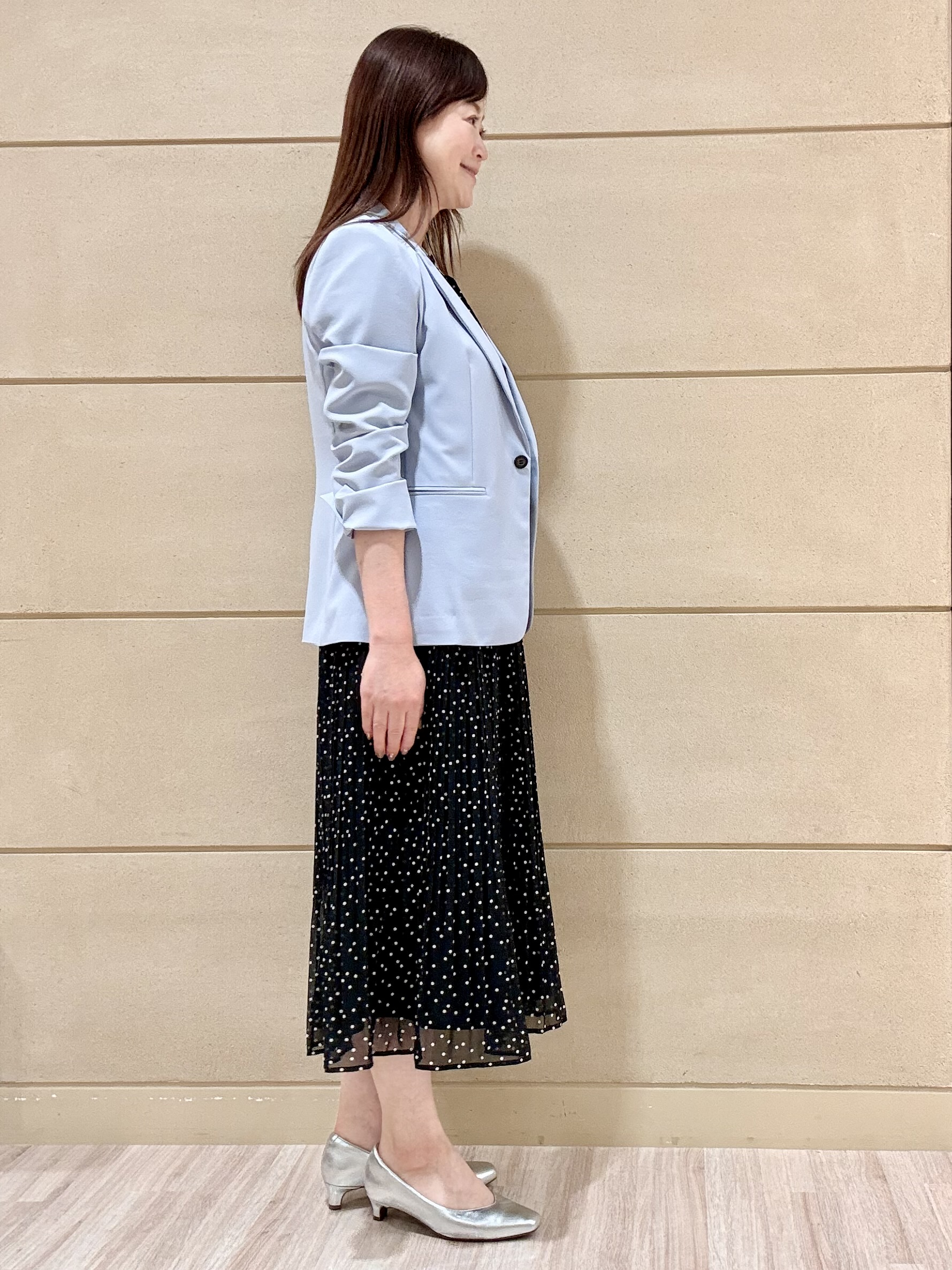Marさんの「Reflect｜【セットアップ／手洗い可】ドット柄シアーブラウス」を使ったコーディネート