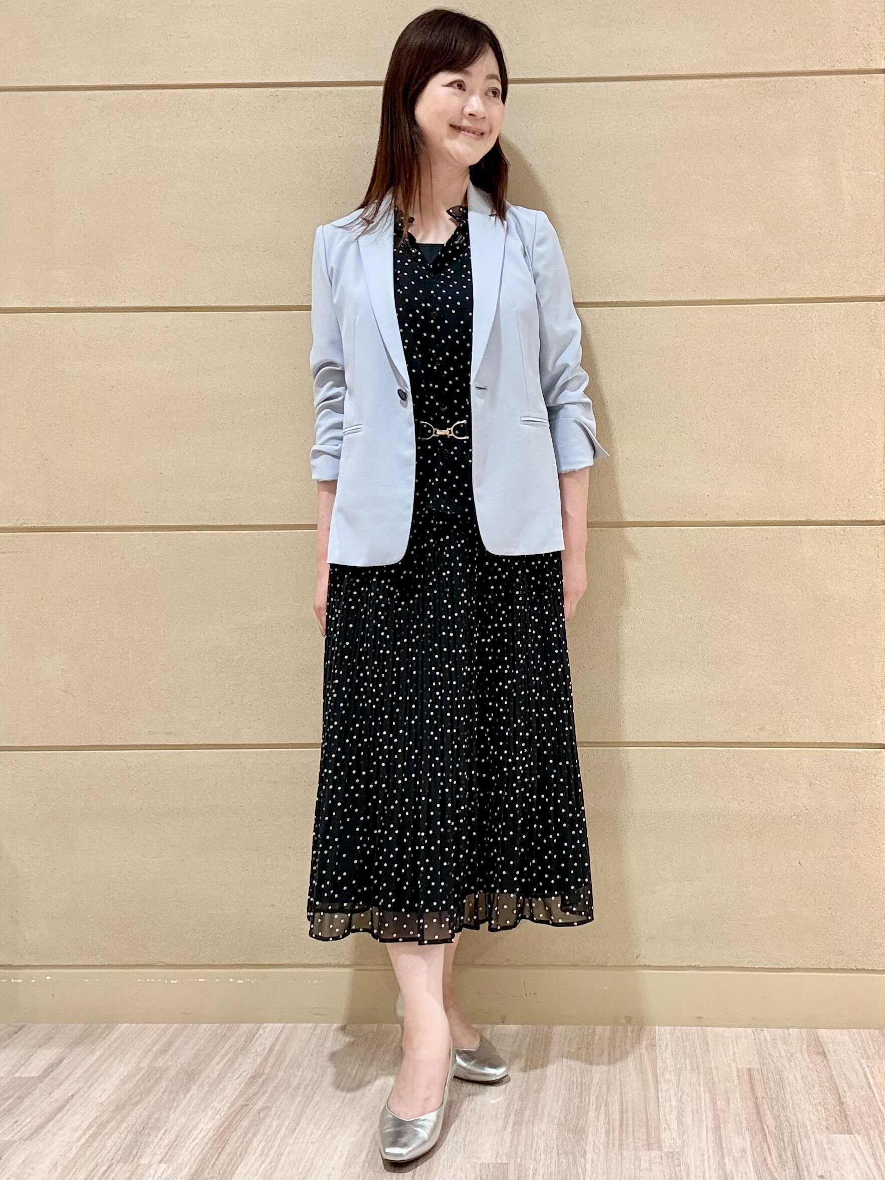 Marさんの「Reflect｜【セットアップ／手洗い可】ドット柄シアーブラウス」を使ったコーディネート