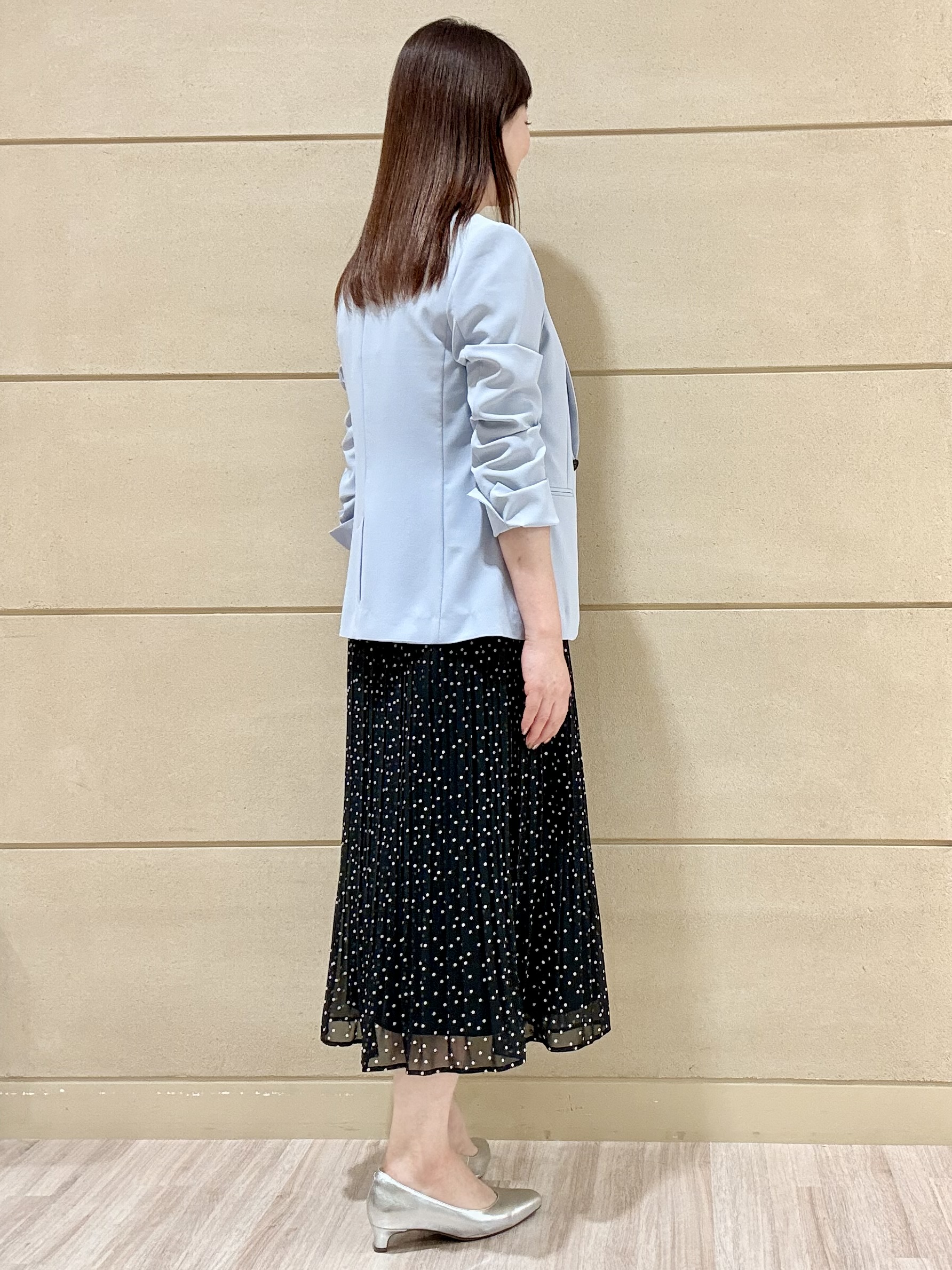 Marさんの「Reflect｜【セットアップ／手洗い可】ドット柄シアーブラウス」を使ったコーディネート