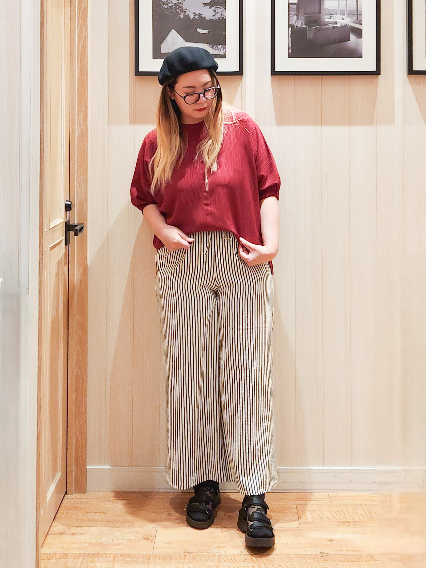 れーやんさんの「SHOO･LA･RUE｜【インせず着られる/洗濯後しわになりにくい】シボシボドルマンブラウス」を使ったコーディネート