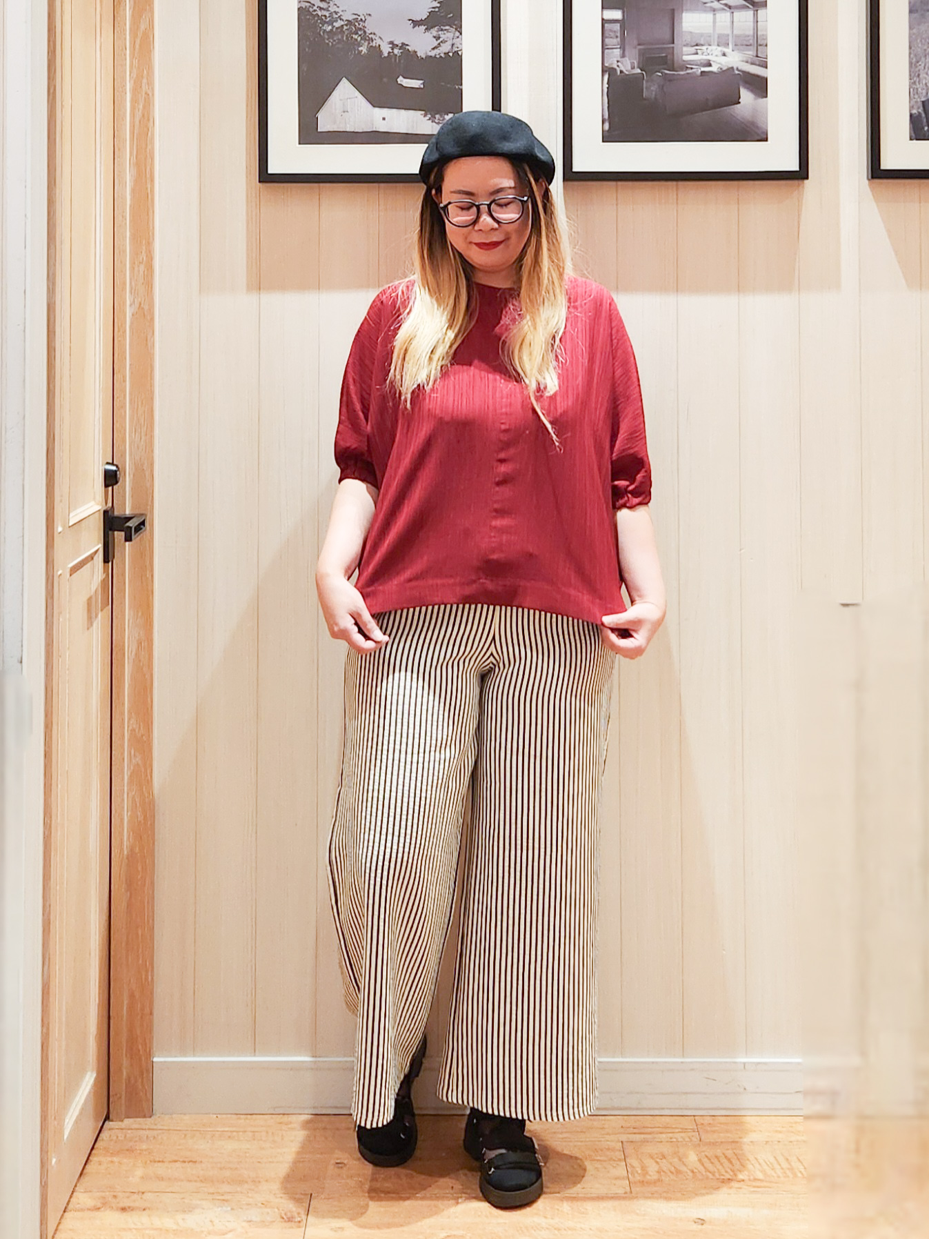 れーやんさんの「SHOO･LA･RUE｜【インせず着られる/洗濯後しわになりにくい】シボシボドルマンブラウス」を使ったコーディネート