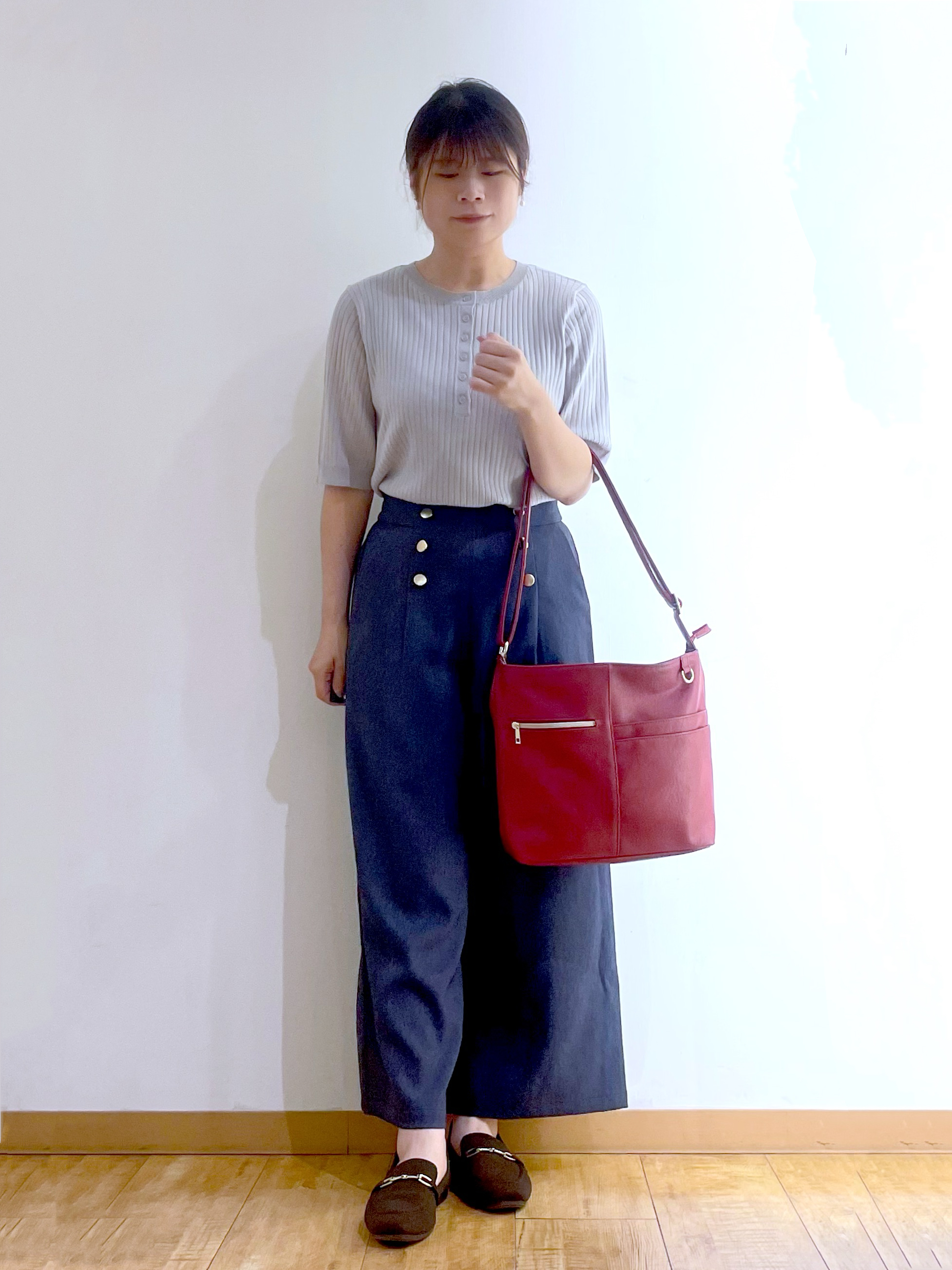 かのさんの「SHOO･LA･RUE｜ヘンリーネックリブニット」を使ったコーディネート