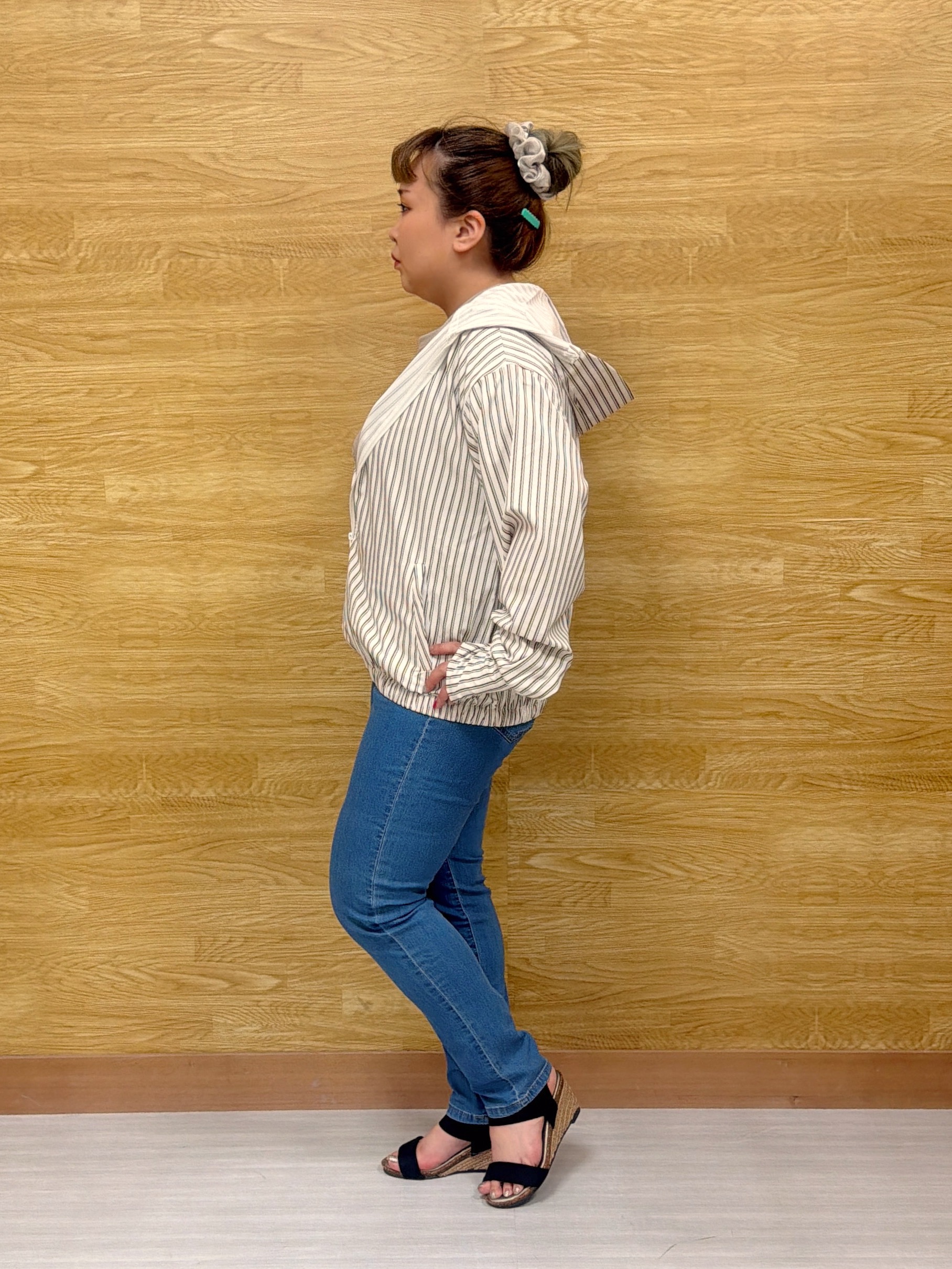 ぁむさんの「SHOO･LA･RUE｜【ひんやり/洗濯後しわになりにくい/S-LL】お顔も手の甲もしっかりカバー　日よけ・指穴付きUVパー」を使ったコーディネート