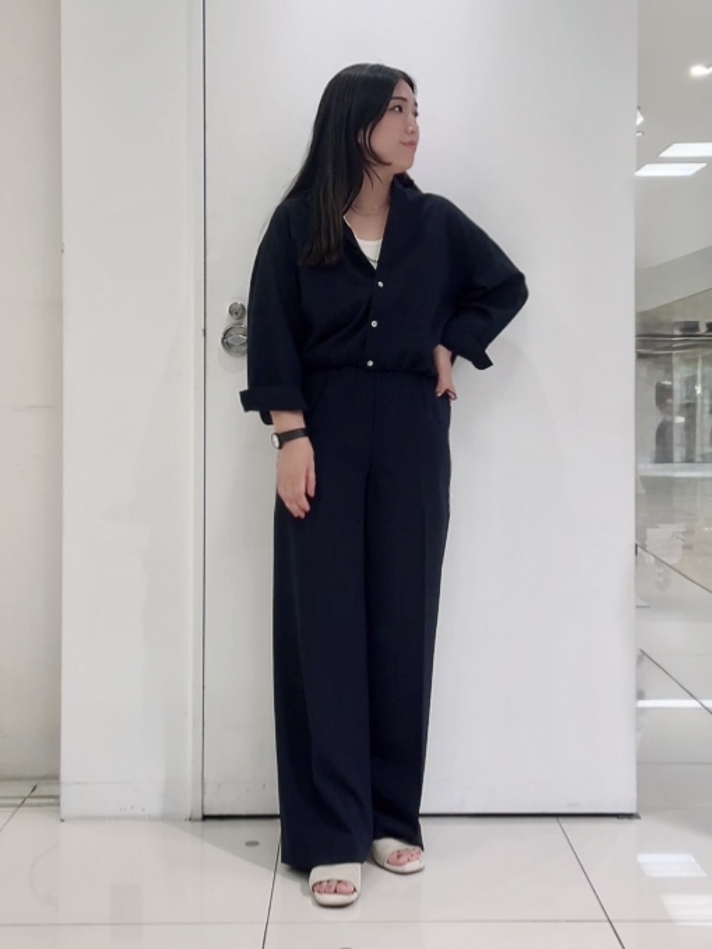 なかじさんの「UNTITLED｜【セットアップ可/UVカット/接触冷感】エアリークールドロストシャツ」を使ったコーディネート