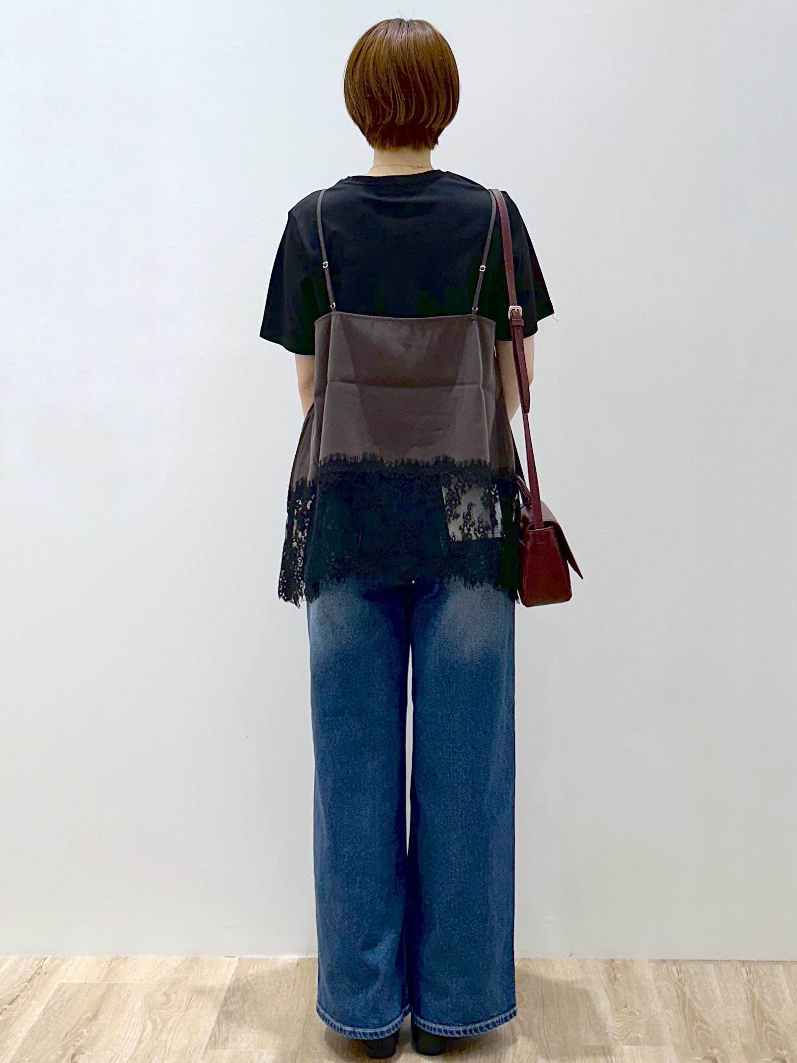 yurieさんの「OPAQUE.CLIP｜裾レース マットサテンキャミ【洗濯機OK】」を使ったコーディネート
