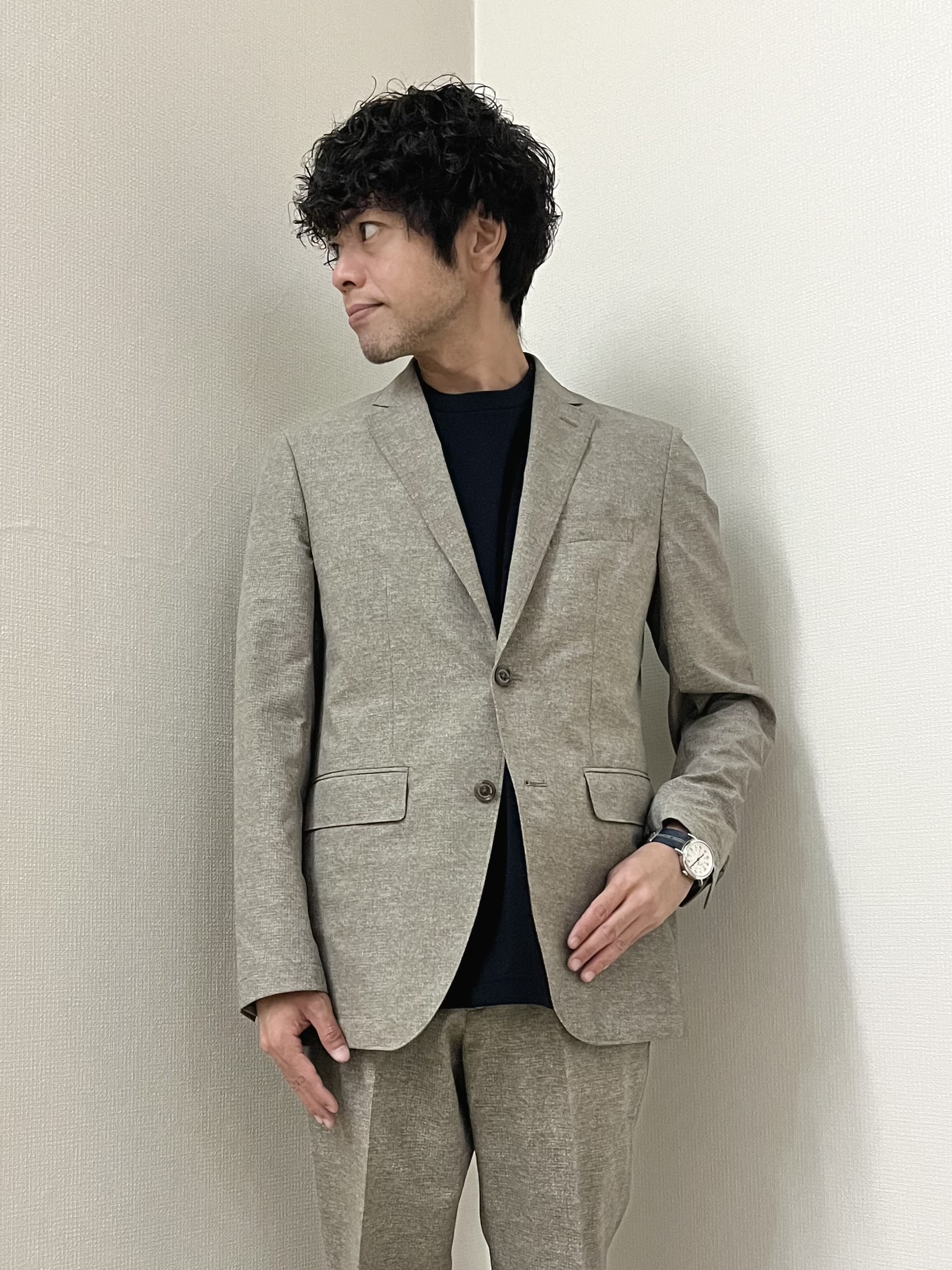 URAさんの「TAKEO KIKUCHI｜【抗菌防臭】COOL DOTS（R）ドビープリント ジャケット」を使ったコーディネート