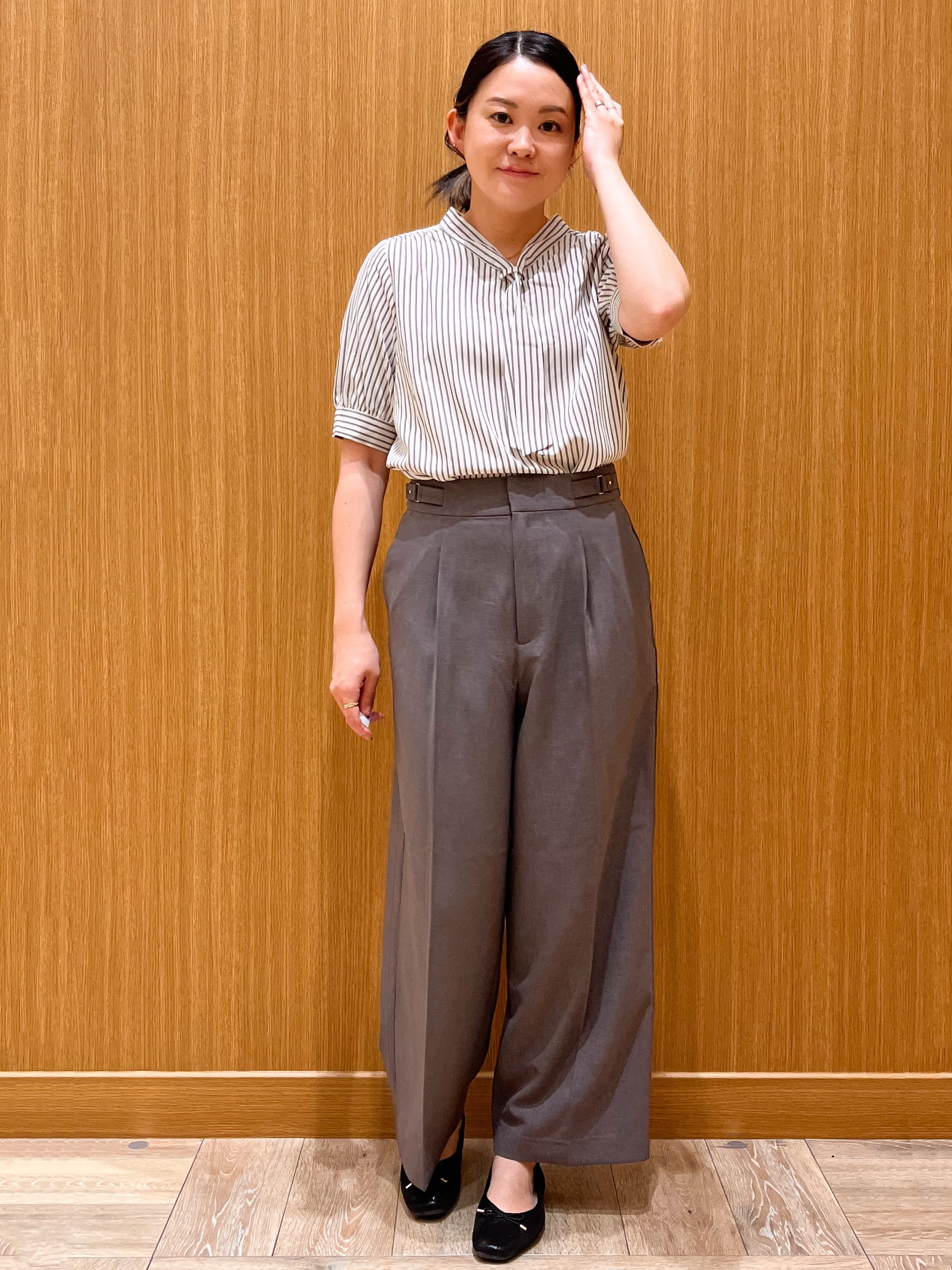 aさんの「OPAQUE.CLIP｜ジョーゼットボウタイブラウス【洗濯機OK】」を使ったコーディネート