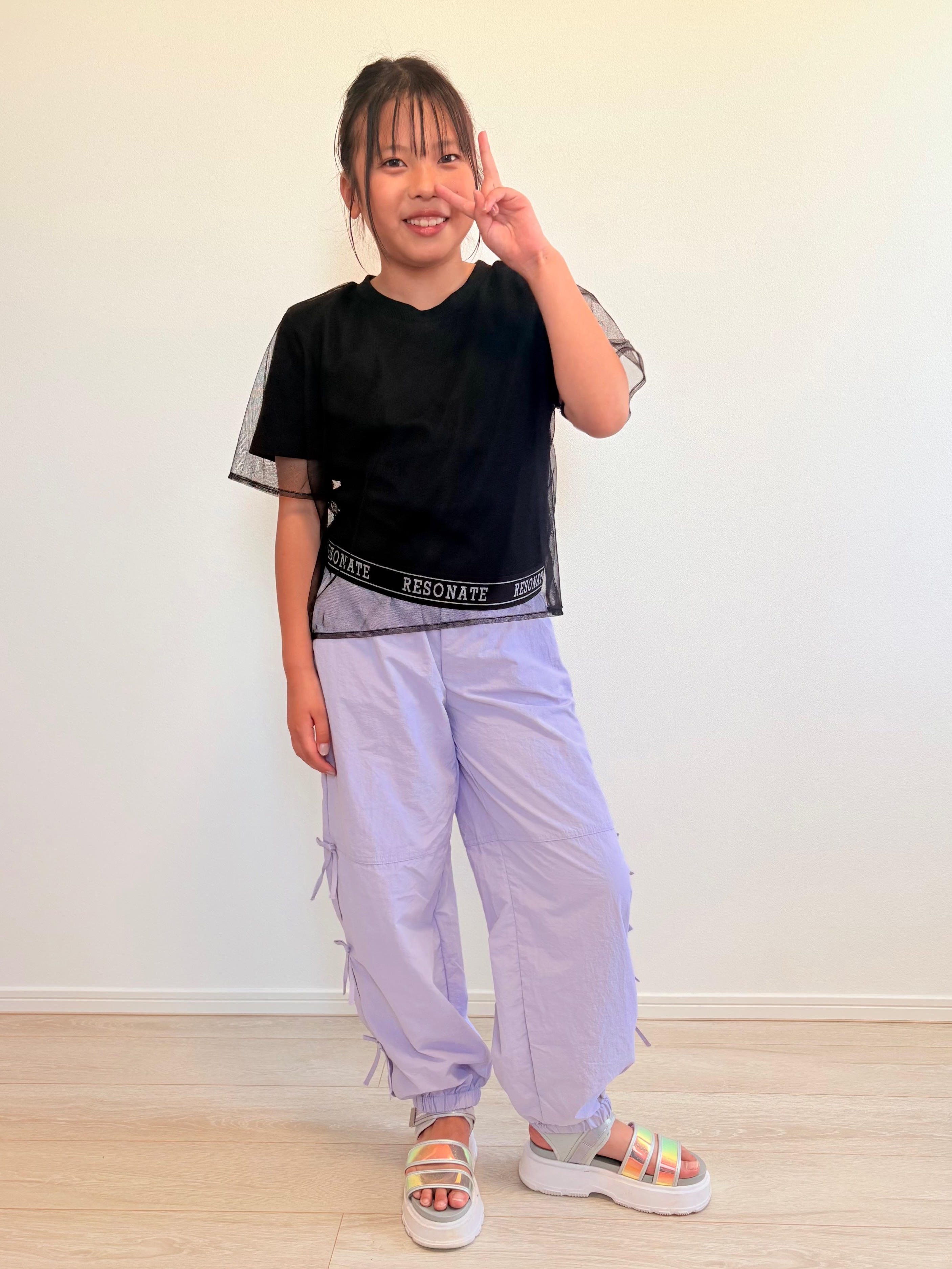 YUMIさんの「SHOO･LA･RUE｜【110-150cm】メッシュデザインTシャツ」を使ったコーディネート
