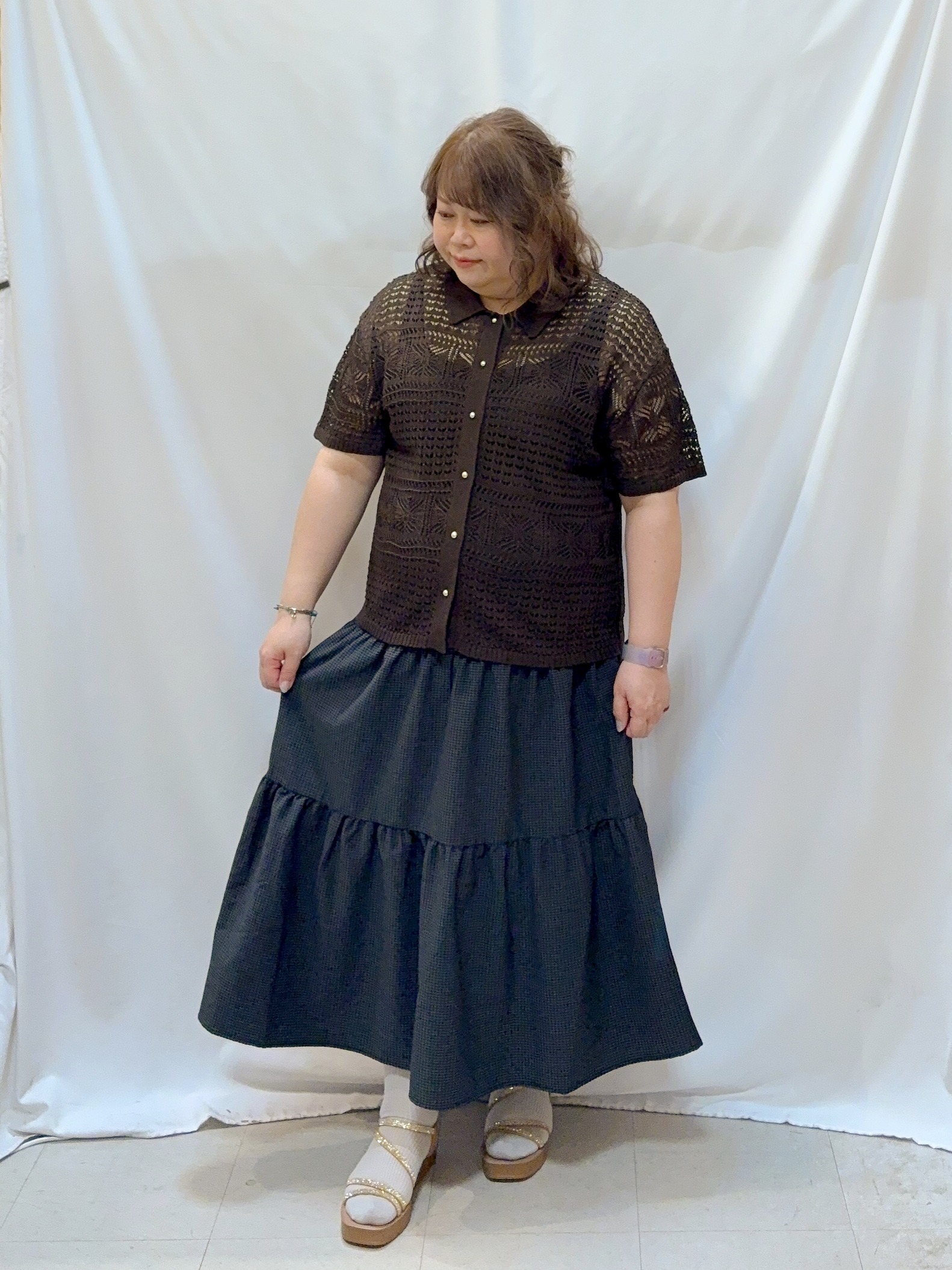 kotoさんさんの「SHOO･LA･RUE｜レースニットカーディガン」を使ったコーディネート