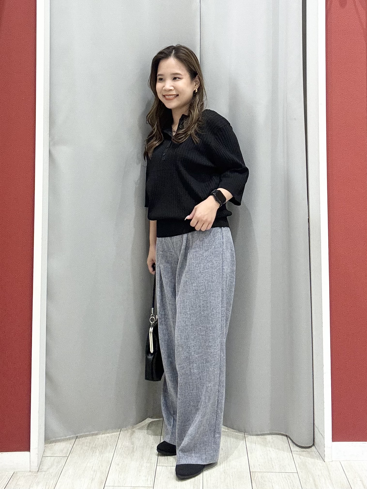 shioさんの「SHOO･LA･RUE｜【S-LL】抜け感ある着こなしに ヘンリーネック リブニット」を使ったコーディネート