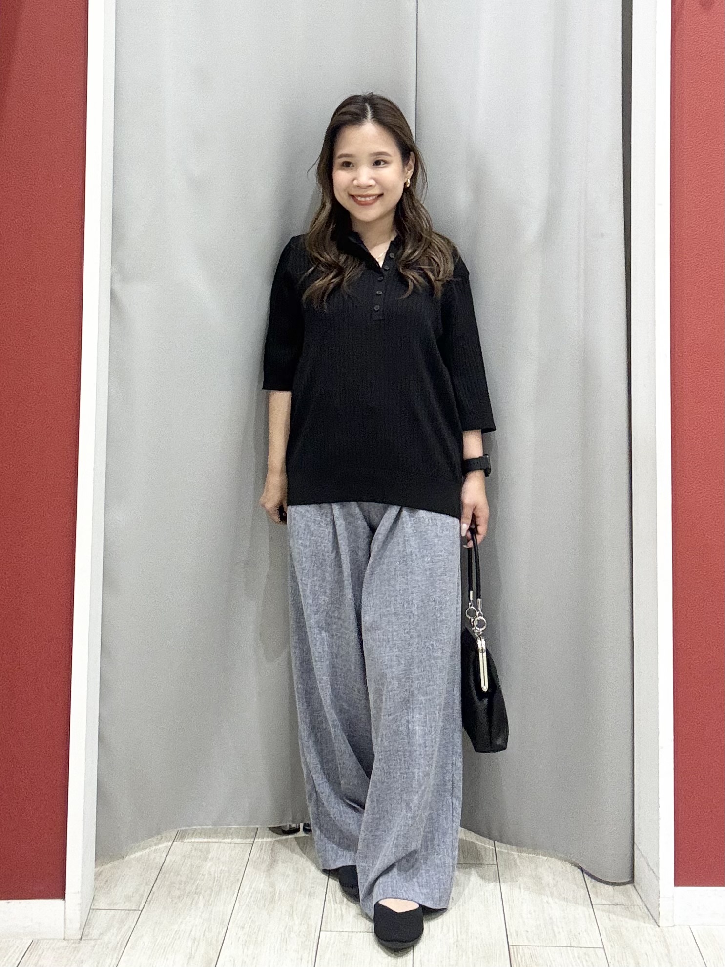 shioさんの「SHOO･LA･RUE｜【S-LL】抜け感ある着こなしに ヘンリーネック リブニット」を使ったコーディネート
