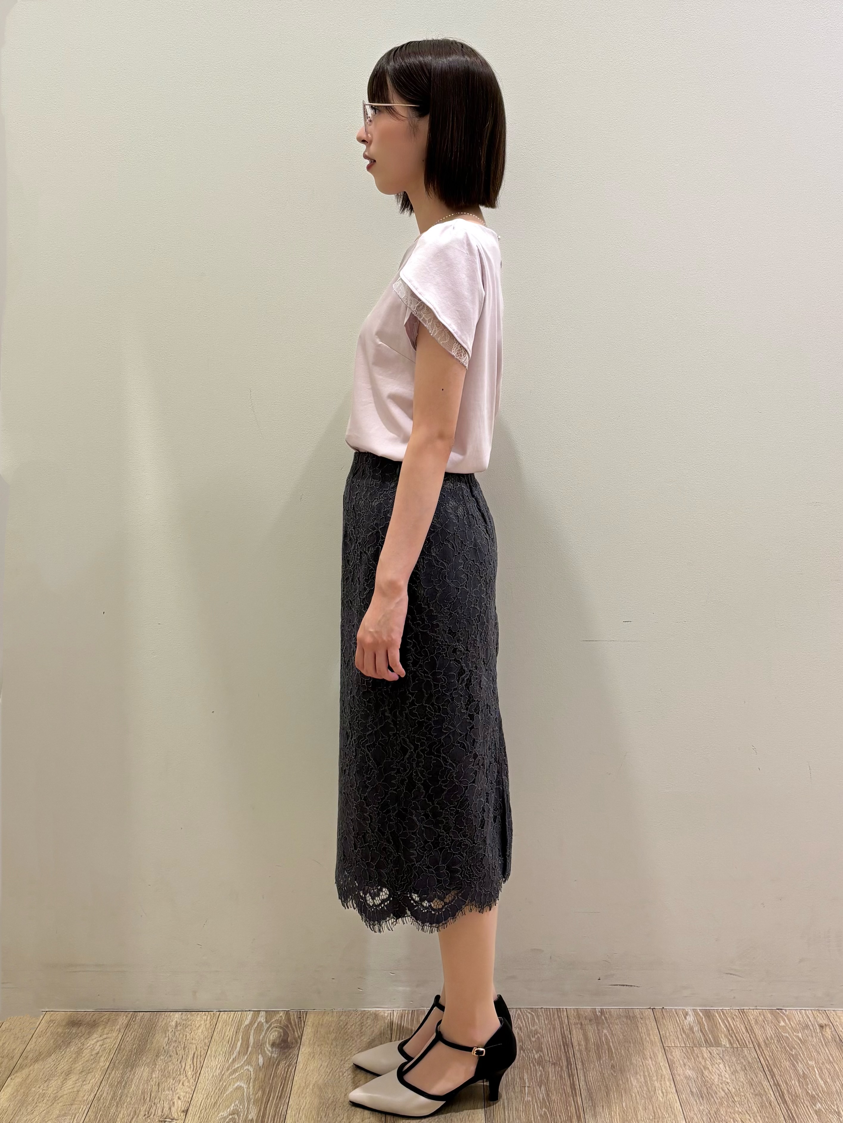 honamiさんの「index｜【接触冷感／UVケア】ハートネックレースレイヤードトップス《洗濯機OK／6col》」を使ったコーディネート