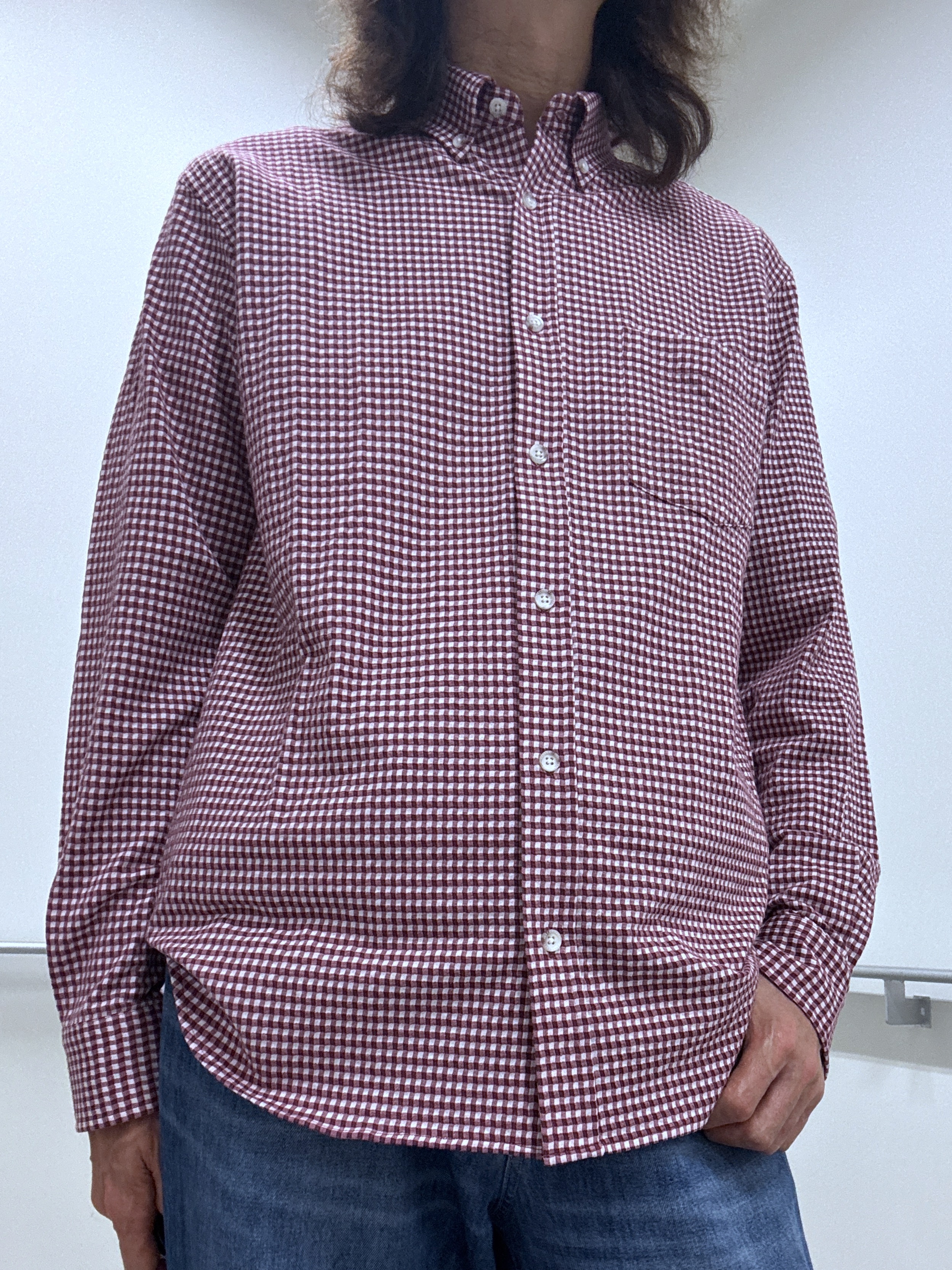 おーのさんの「TAKEO KIKUCHI｜【抗菌防臭/シーズンレス】シアサッカーギンガムチェック ストレッチシャツ」を使ったコーディネート