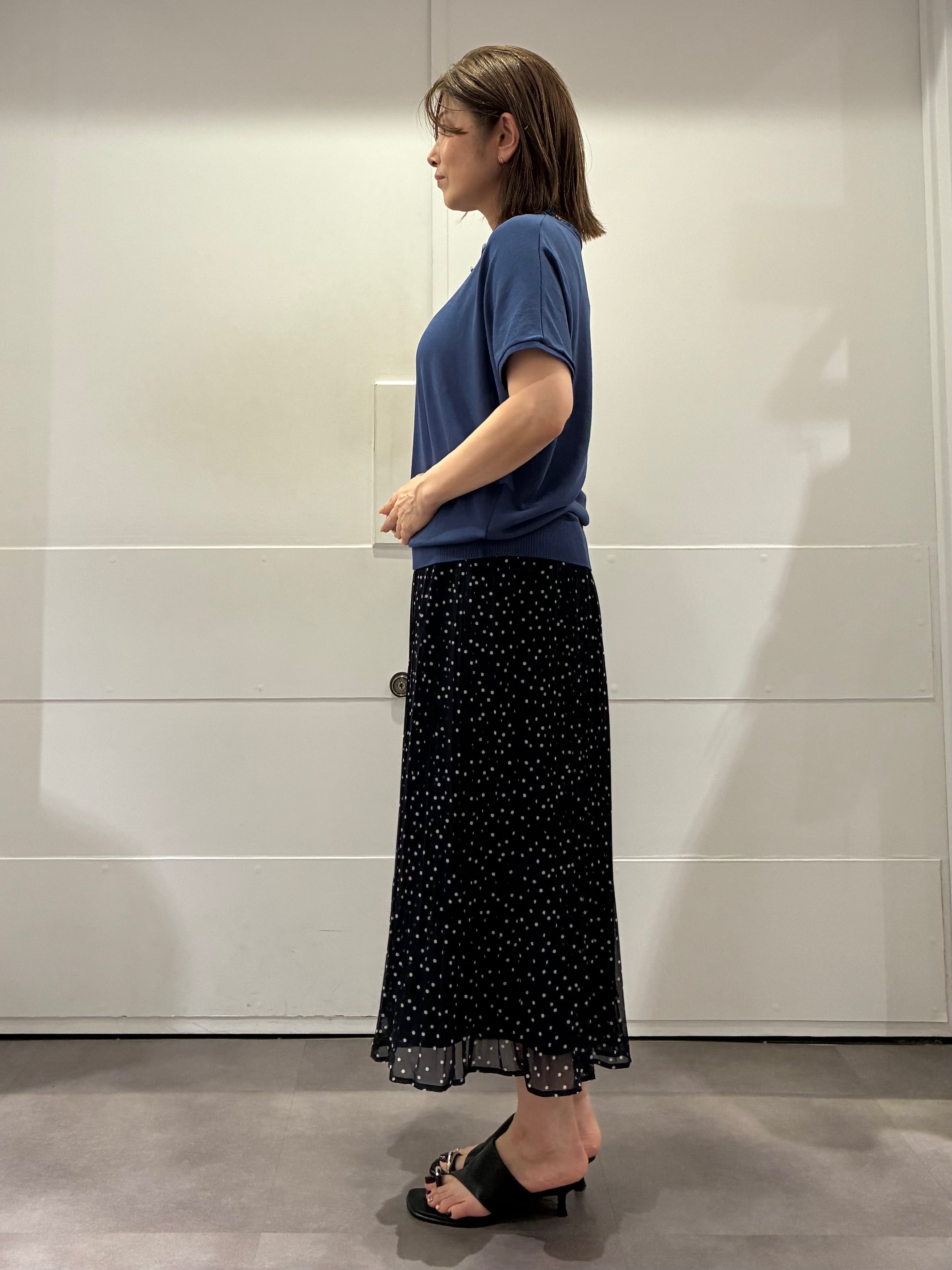 ちいさんの「Reflect｜【二の腕カバー／手洗い可】ネックレース フレンチスリーブニット」を使ったコーディネート