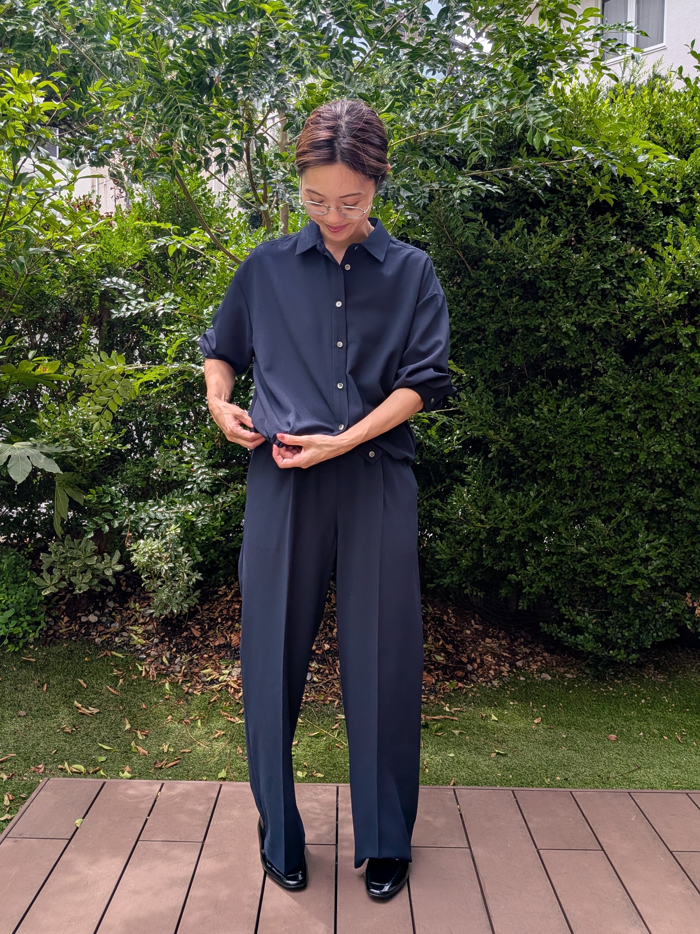 Aさんの「UNTITLED｜【セットアップ可/UVカット/接触冷感】エアリークールドロストシャツ」を使ったコーディネート