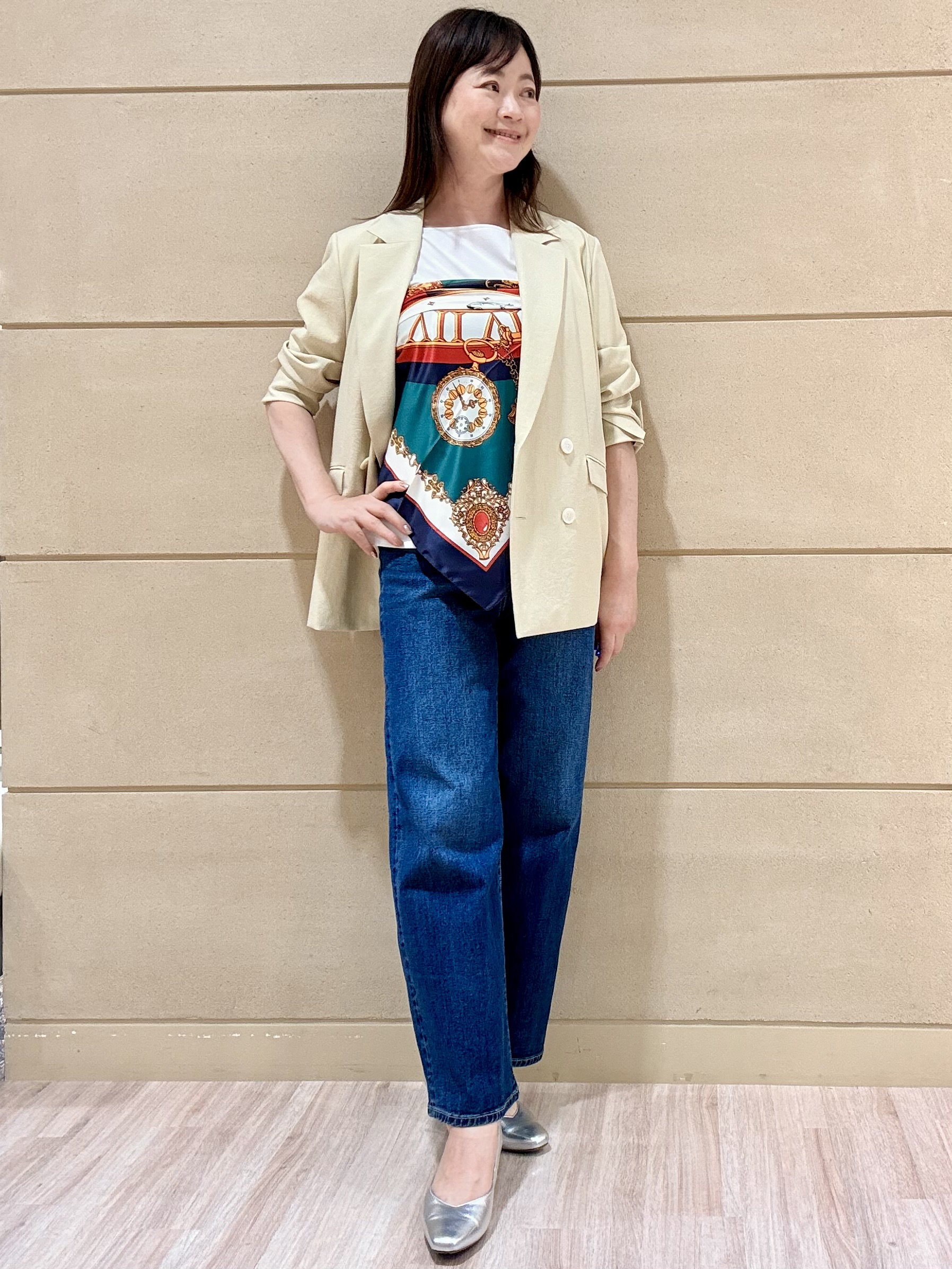 Marさんの「Reflect｜【UVカット／接触冷感／吸水速乾】フレアスリーブペプラムカットソー」を使ったコーディネート