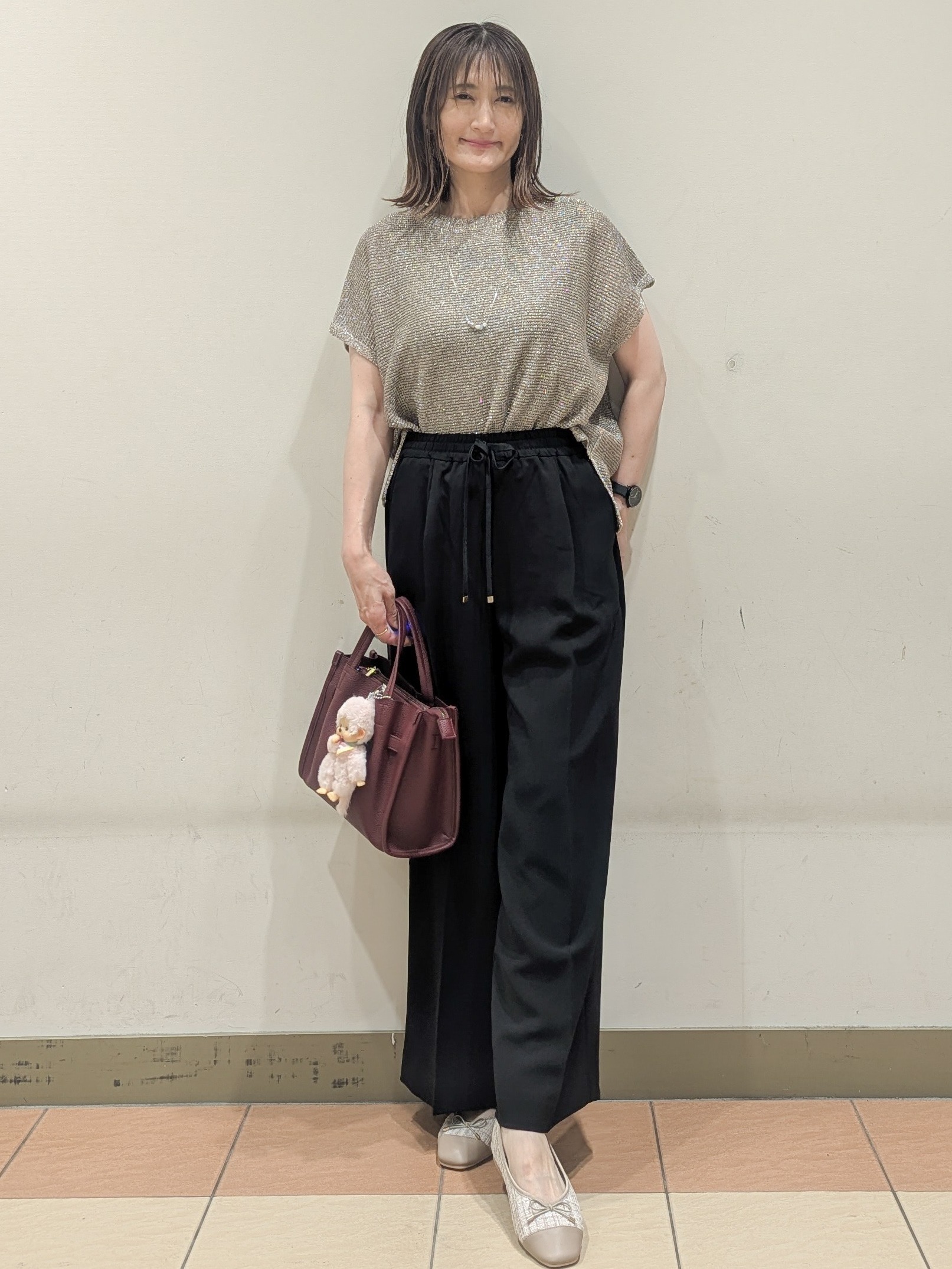 Miさんの「OPAQUE.CLIP｜ラメメッシュニット【洗濯機OK／抗ピル】」を使ったコーディネート