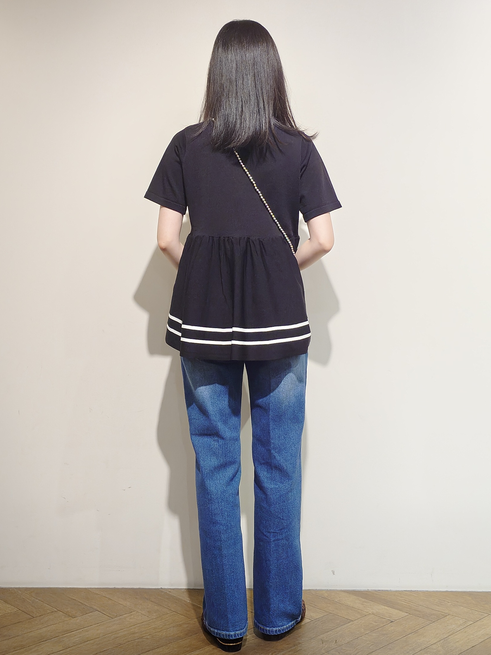 Uさんの「OPAQUE.CLIP｜【UVケア】裾ラインペプラムニット《洗濯機OK》」を使ったコーディネート