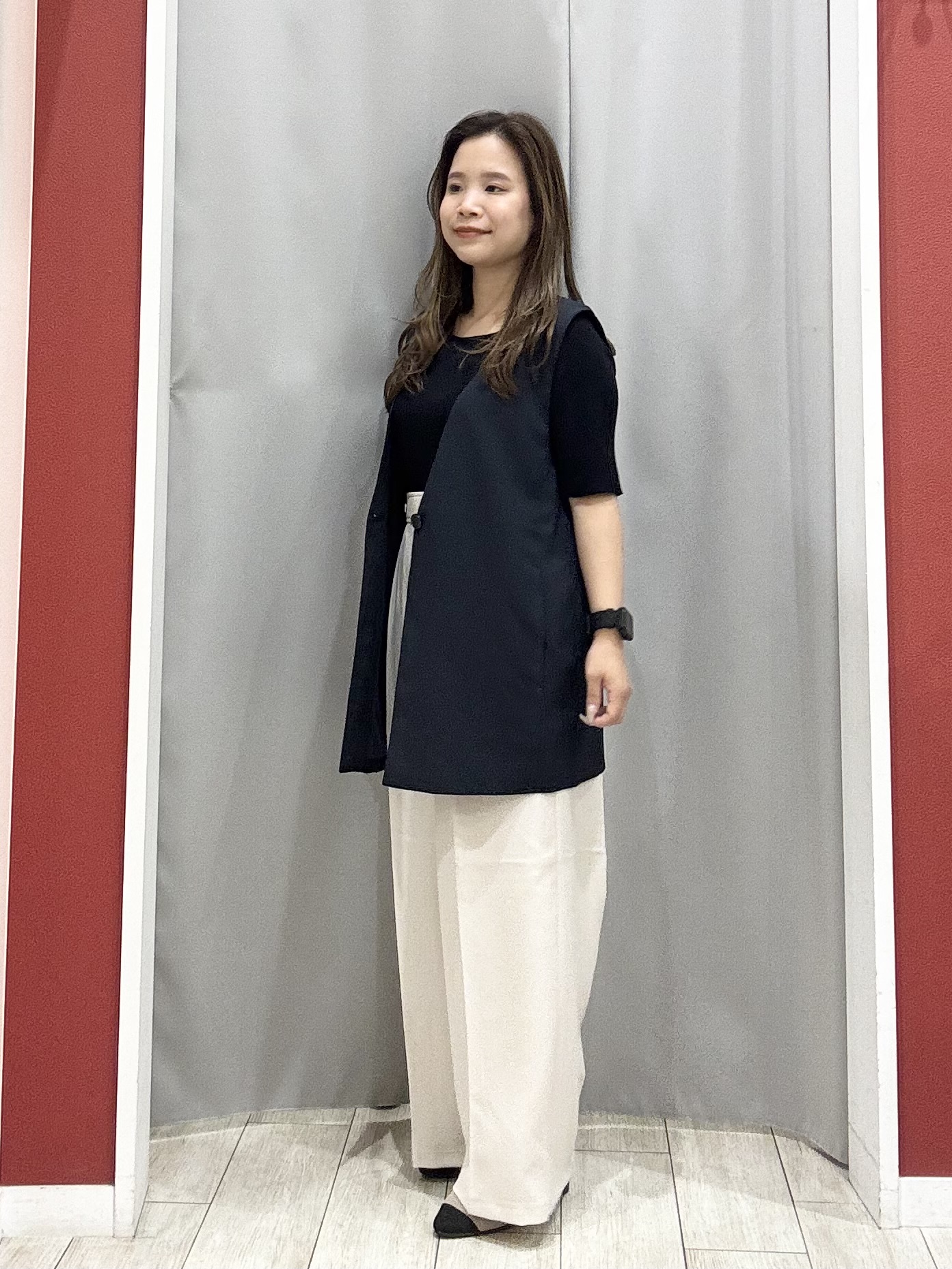 shioさんの「SHOO･LA･RUE｜【セットアップ可/洗濯後しわになりにくい/S-LL】シンプルで合わせやすい ノーカラージレ」を使ったコーディネート